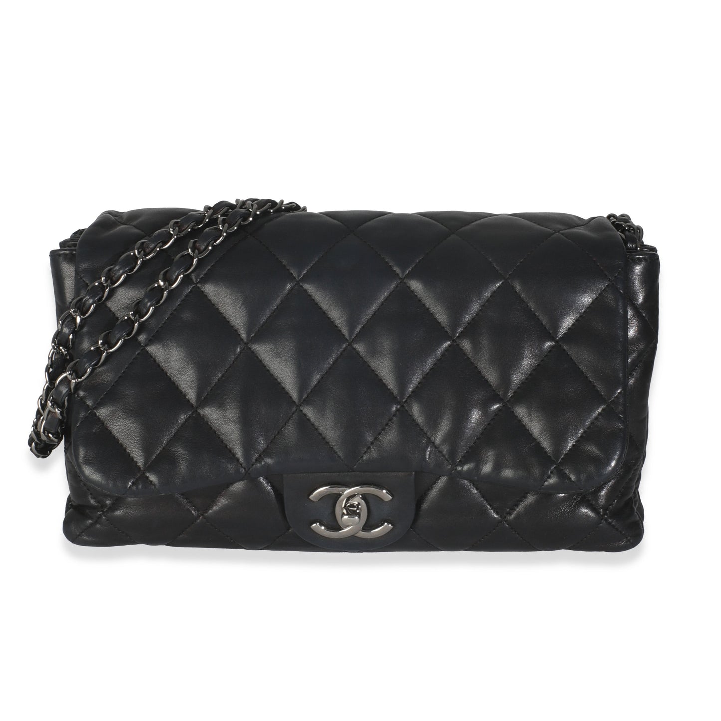 Black Quilted Lambskin Chanel 3 Accordion Flap Bag