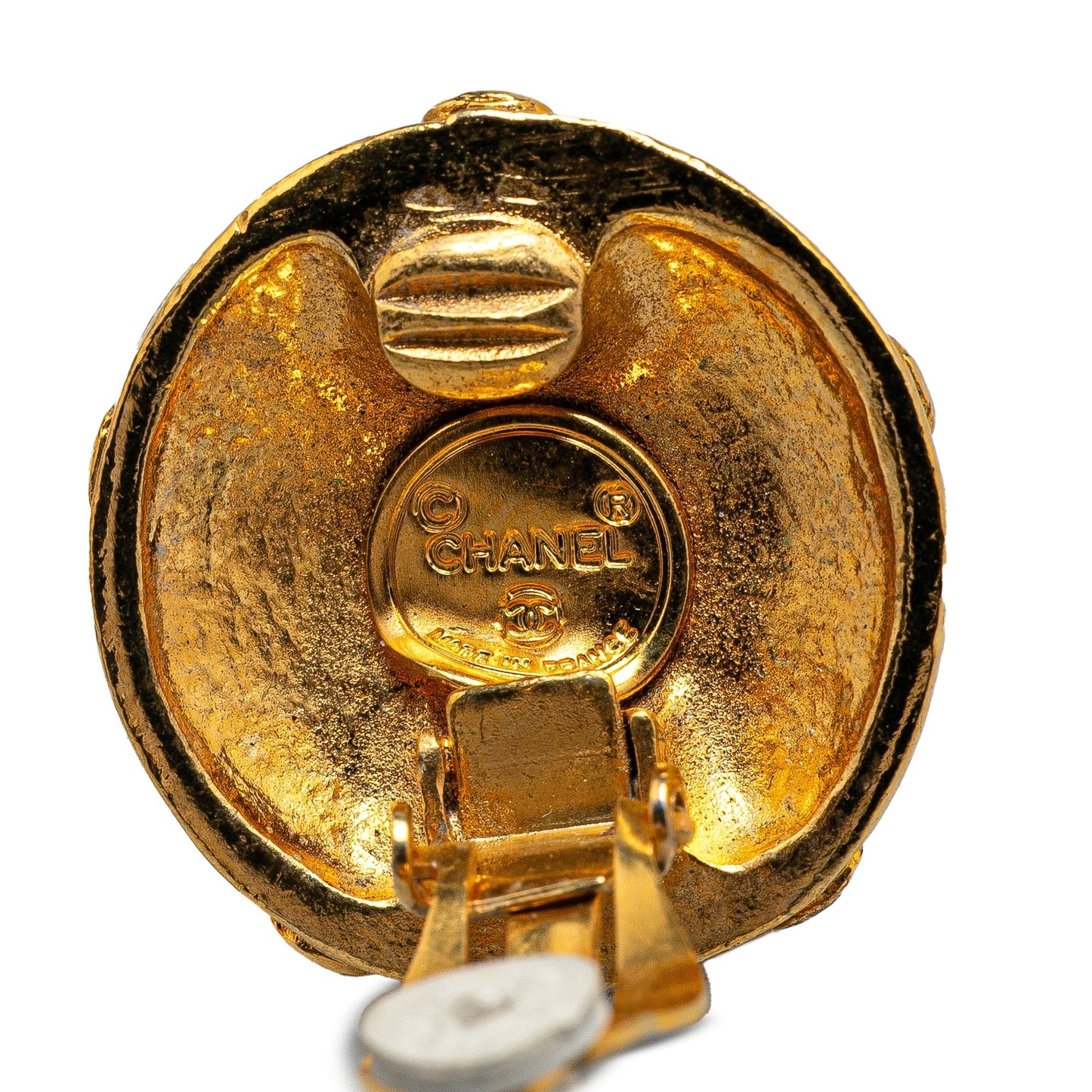 Chanel Gold Plated CC Flower Clip On Earrings Gold
