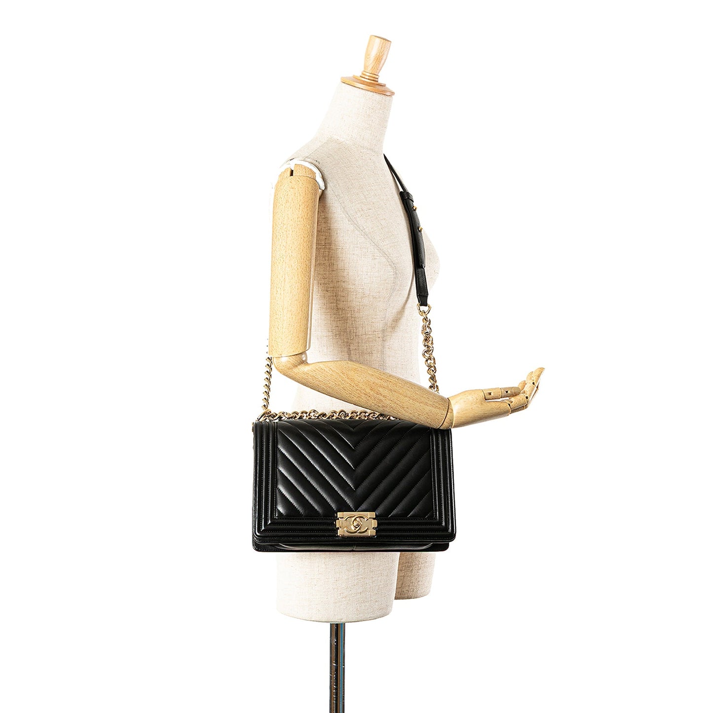 Chanel New Medium Chevron Lambskin Boy Flap Black