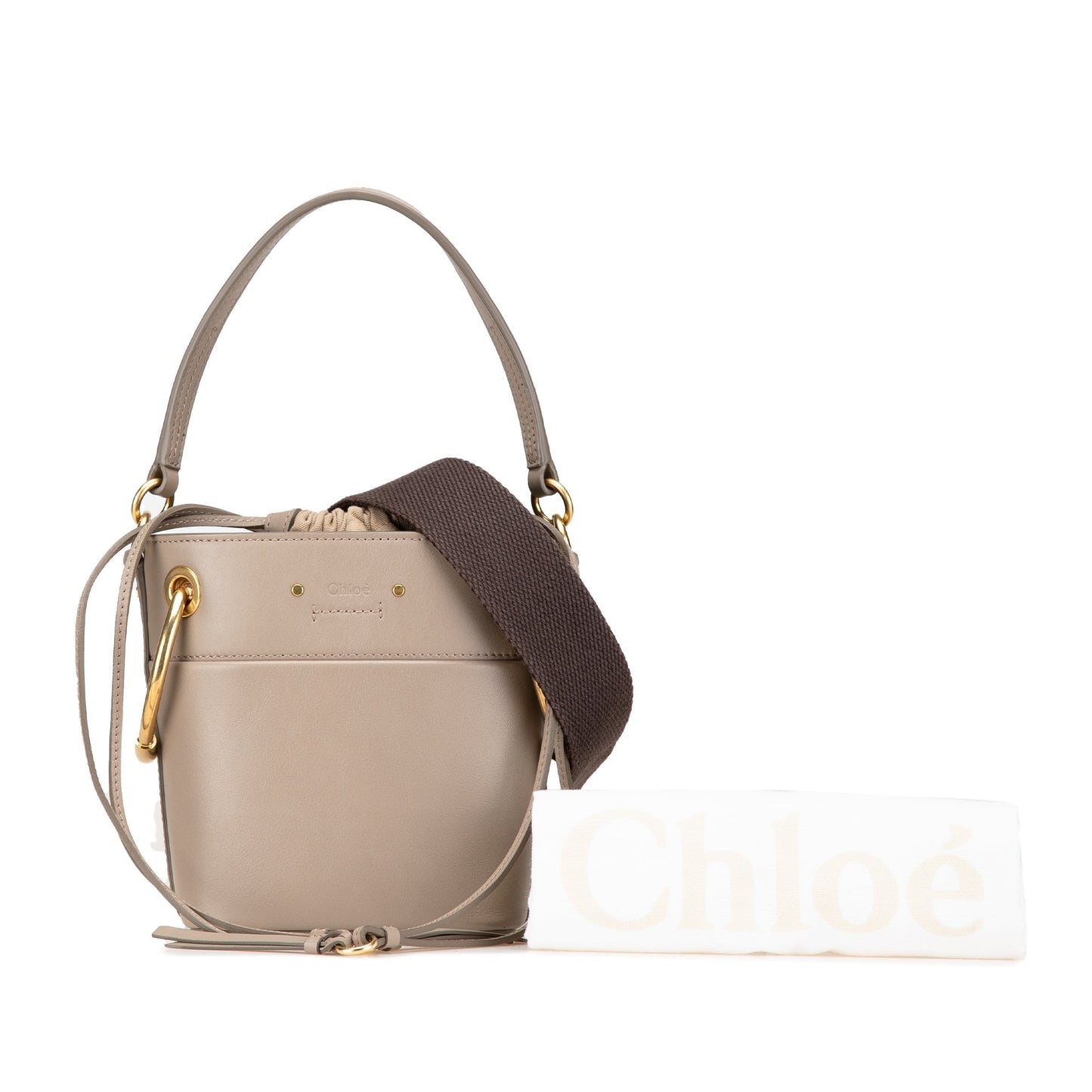 Chloé Mini Calfskin Roy Bucket Bag Brown