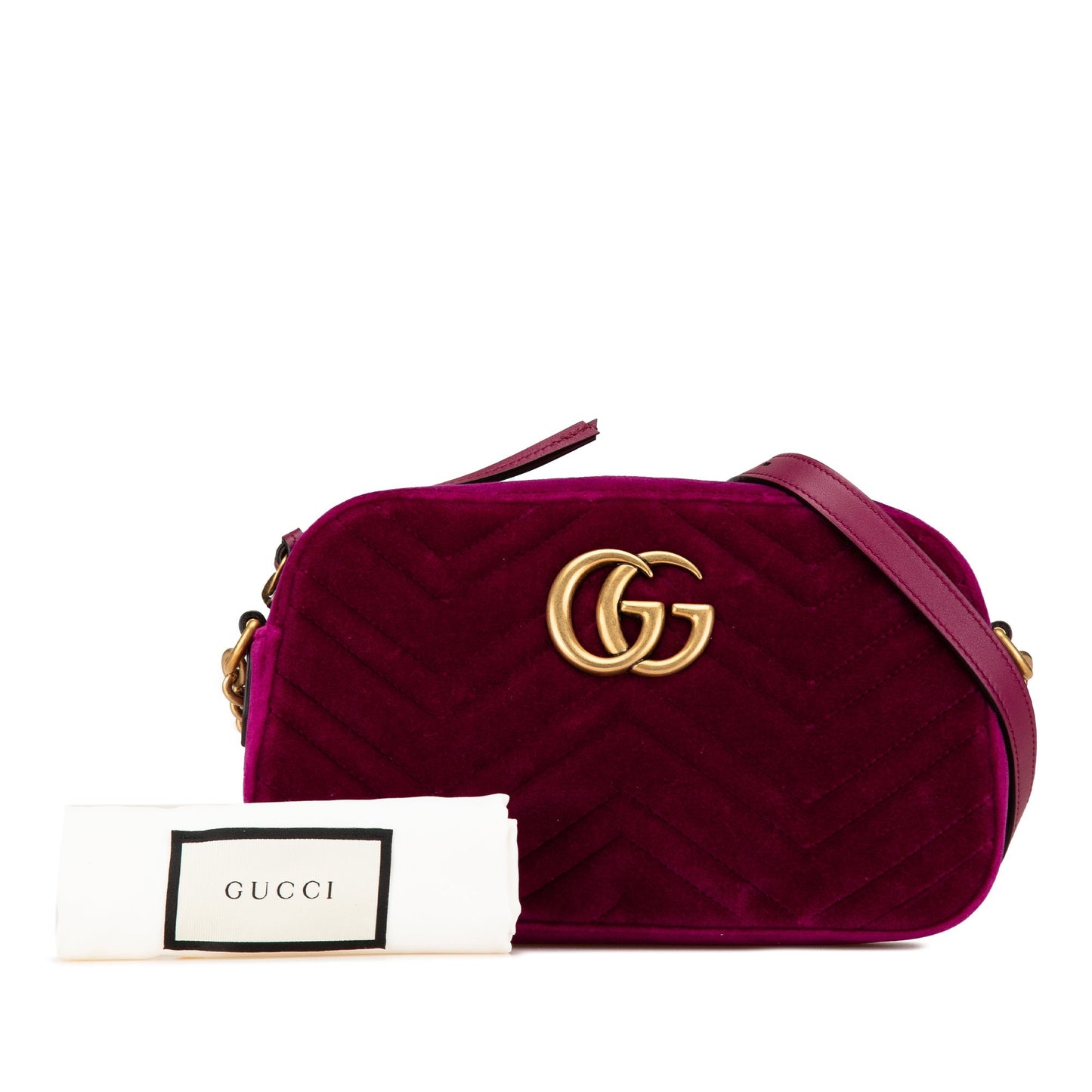 Gucci Small GG Marmont Velvet Matelasse Crossbody Purple