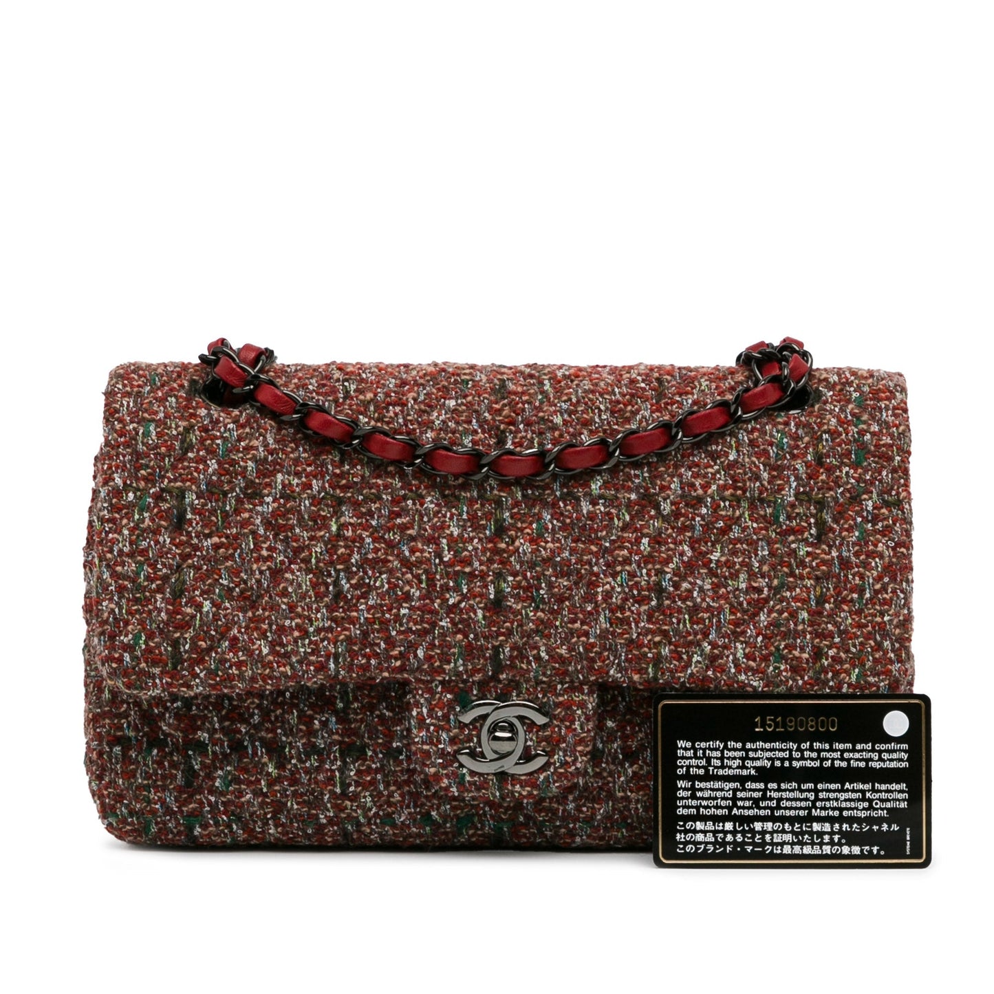 Chanel Medium Classic Tweed Double Flap Red