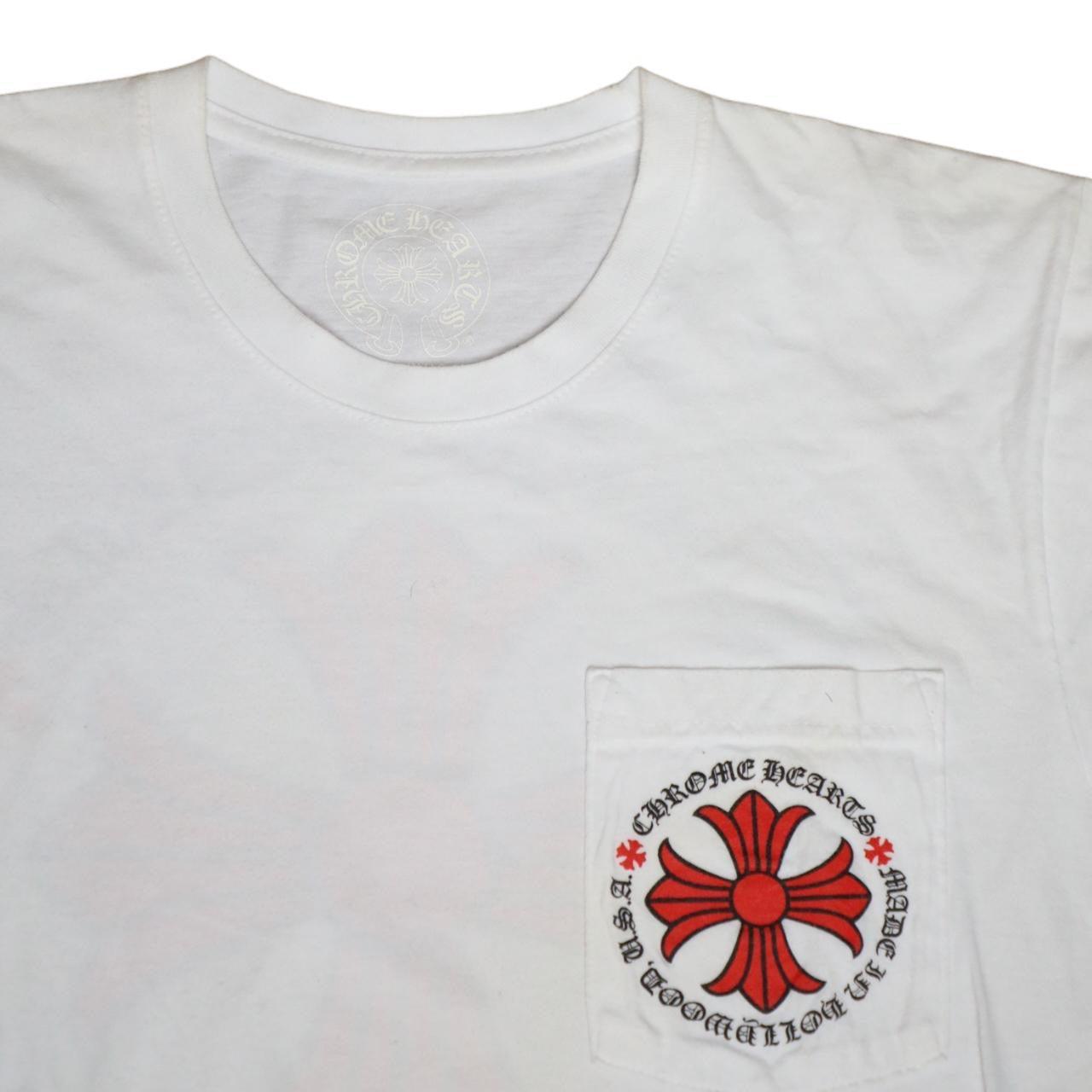 Chrome hearts white red logo pocket tee