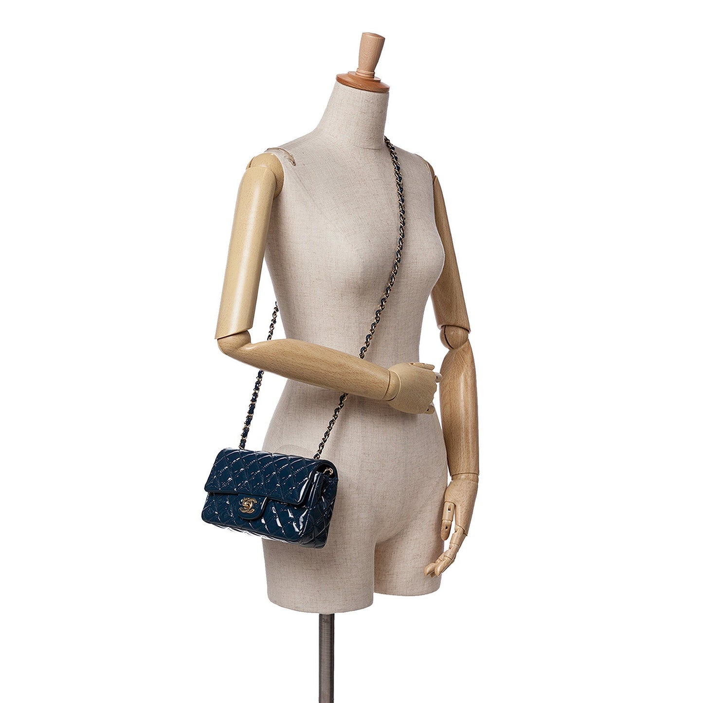 Chanel Mini Rectangular Classic Patent Single Flap Blue