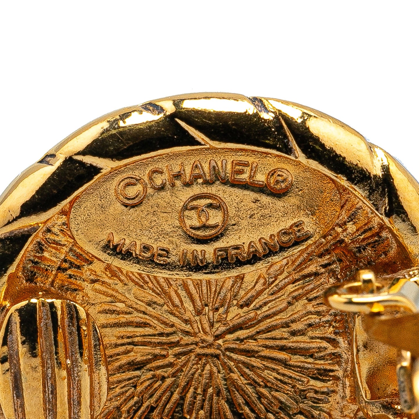 Chanel Gold Plated CC Round Clip On Earrings Gold