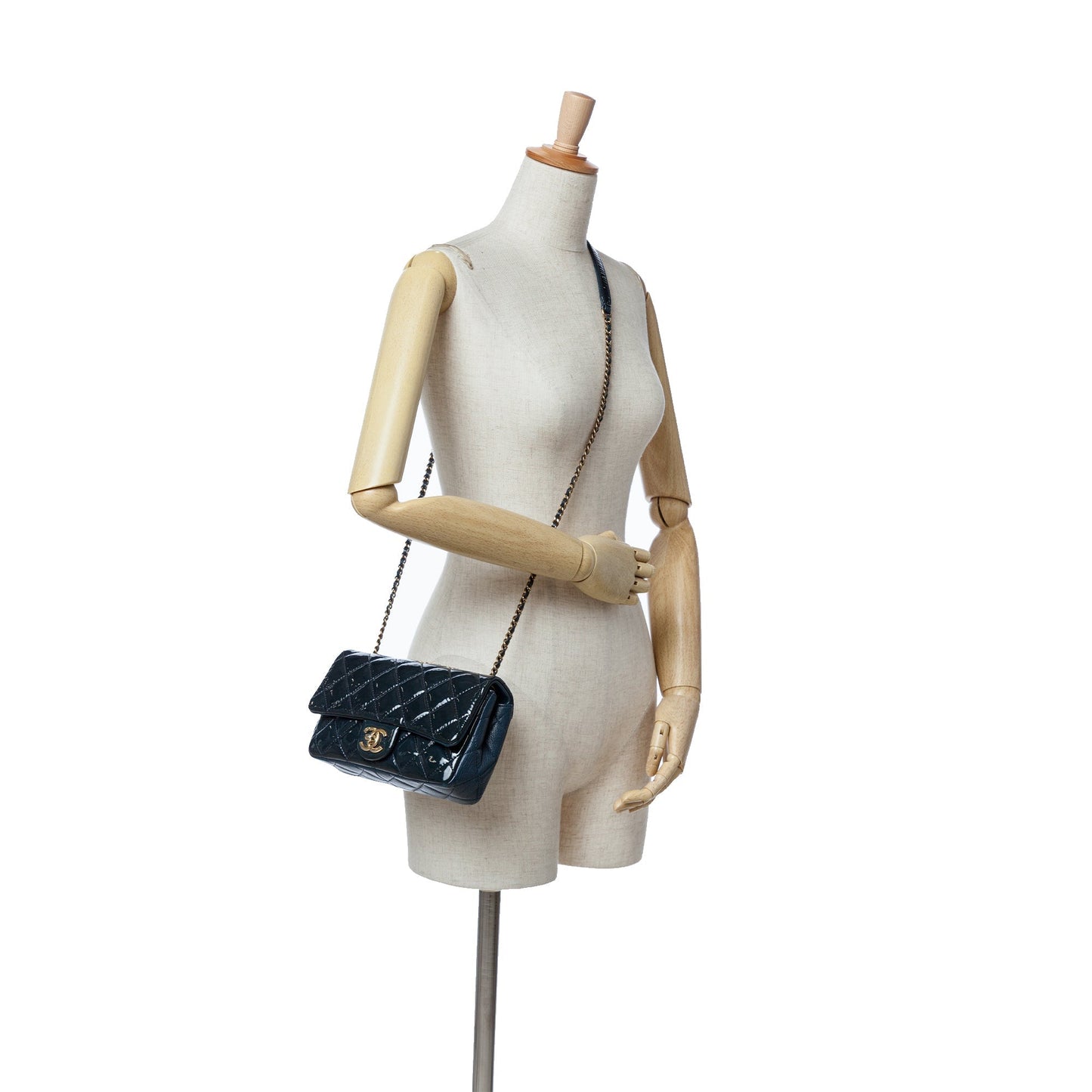 Chanel Paris-Salzburg Small Patent and Goatskin CC Eyelet Flap Blue