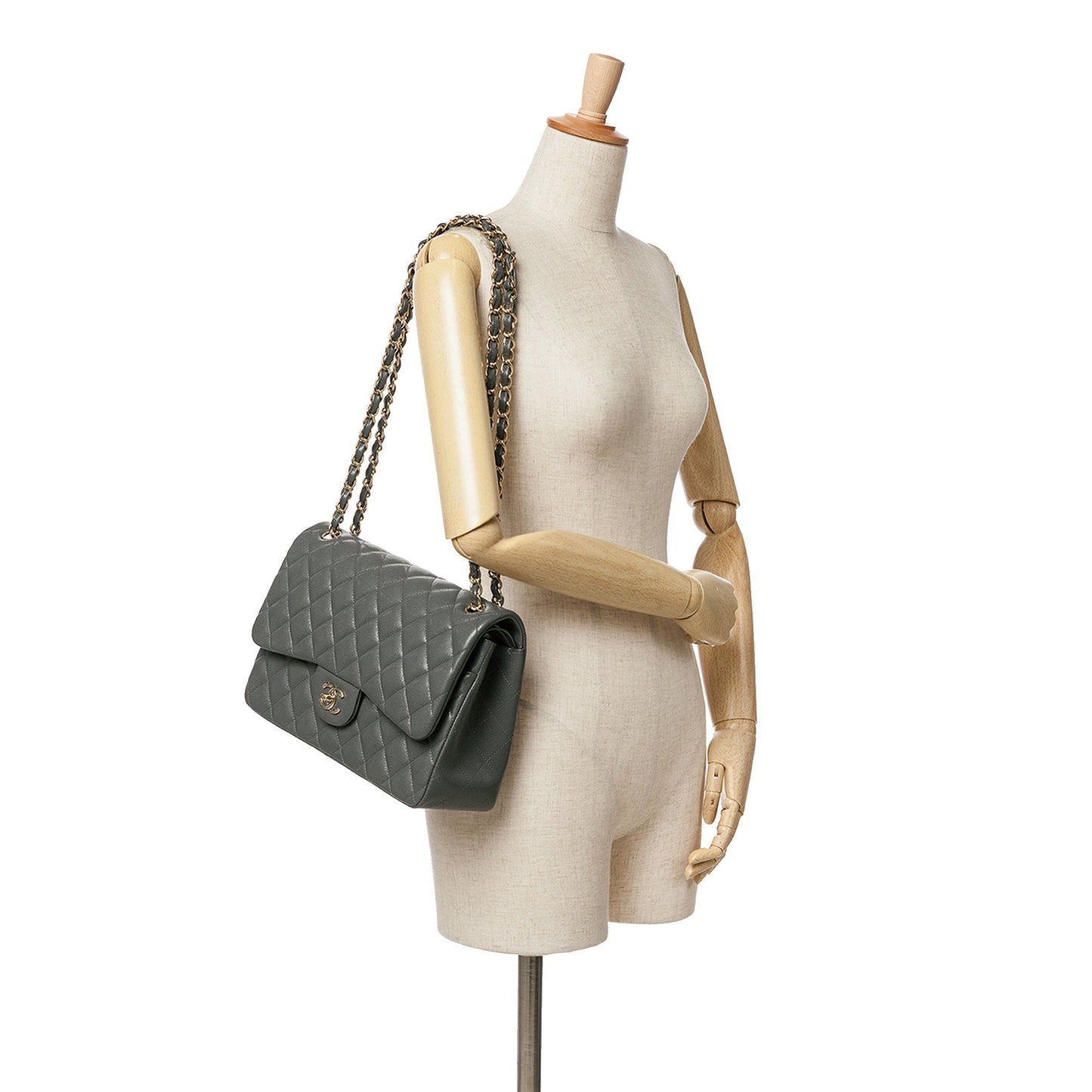 Chanel Jumbo Classic Caviar Double Flap Gray