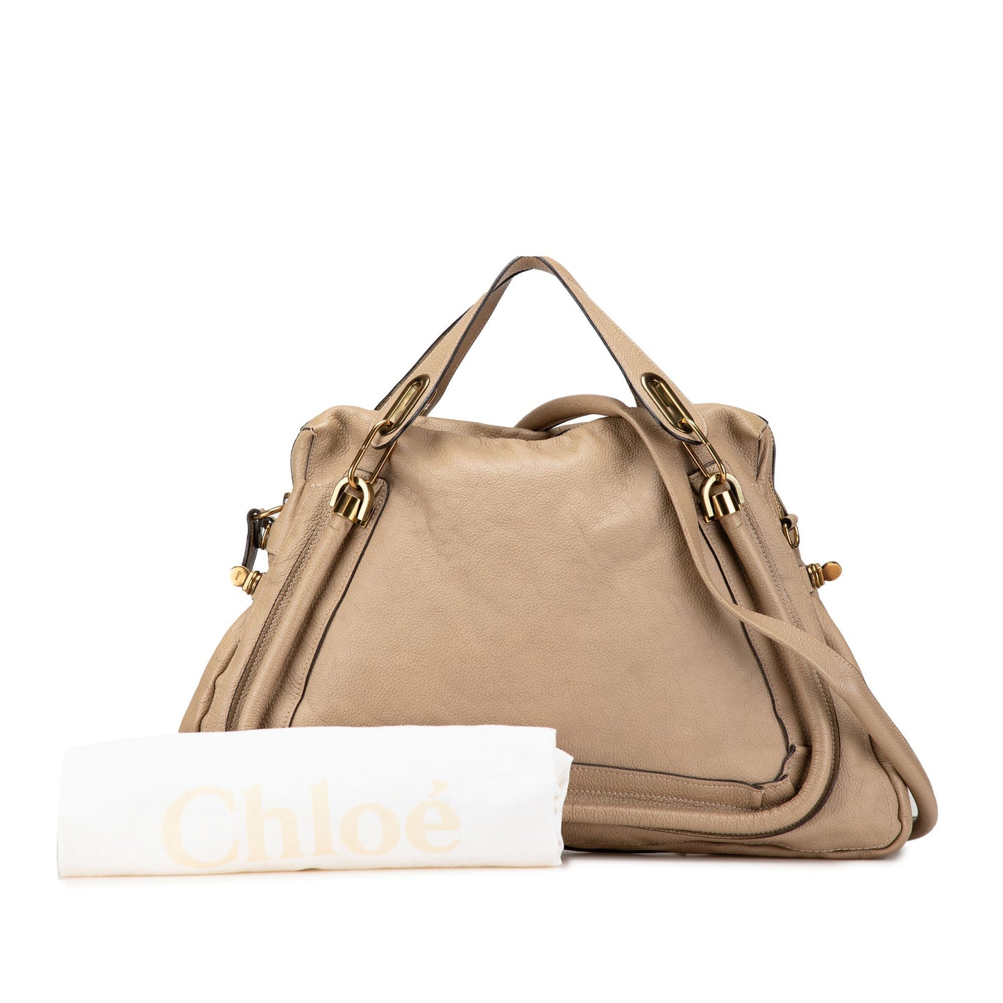Chloé Large Leather Paraty Satchel Brown