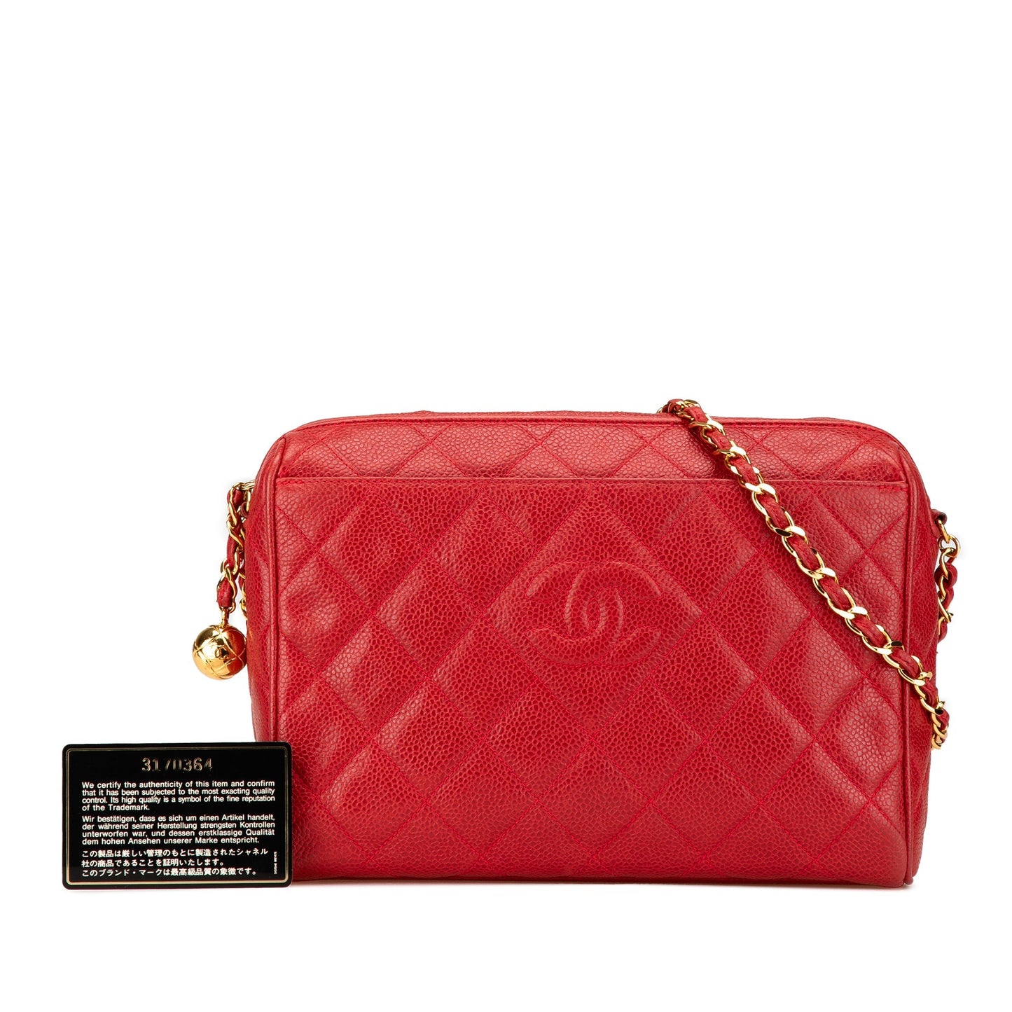 Chanel CC Quilted Caviar Chain Camera Bag Red