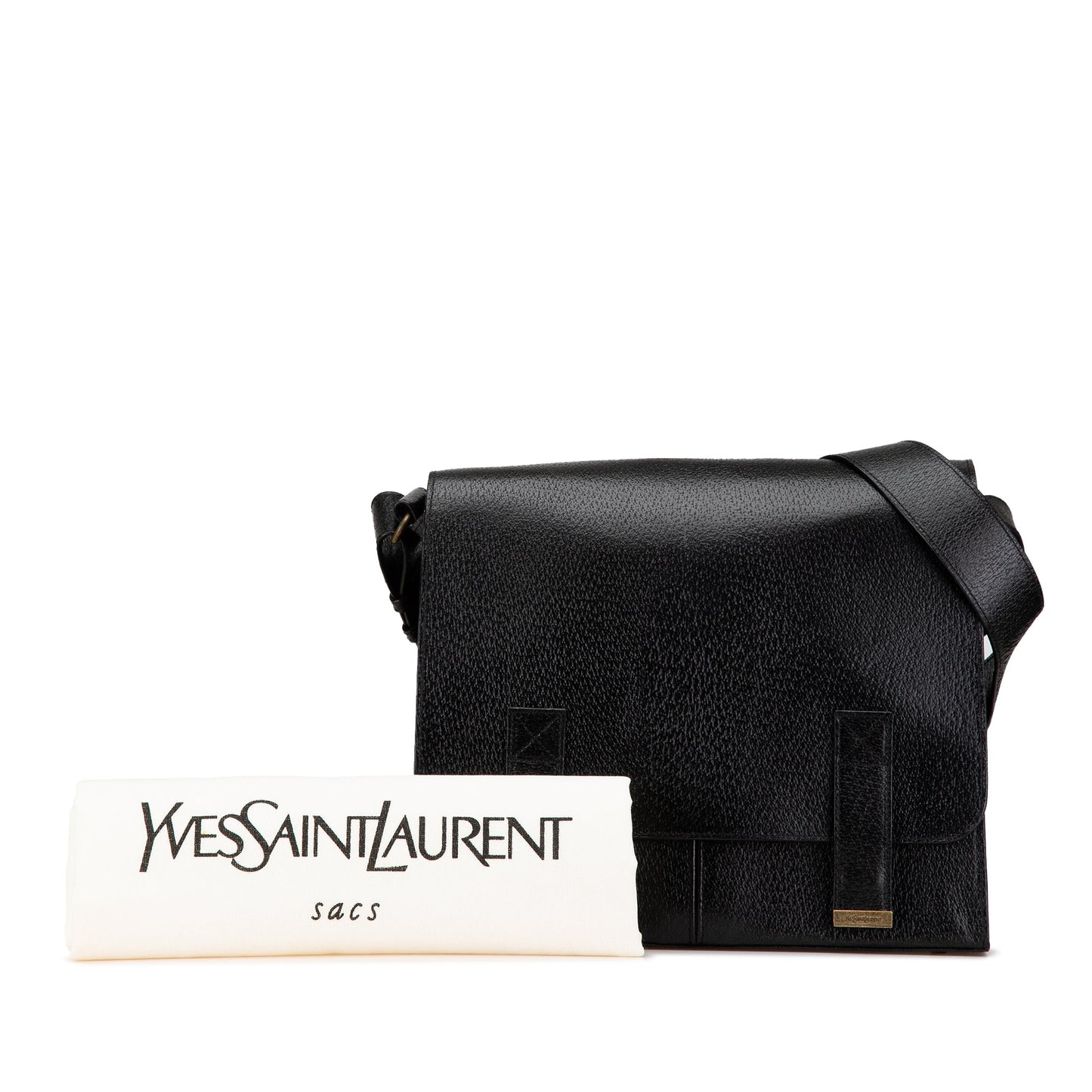 Yves Saint Laurent Leather Messenger Bag Black