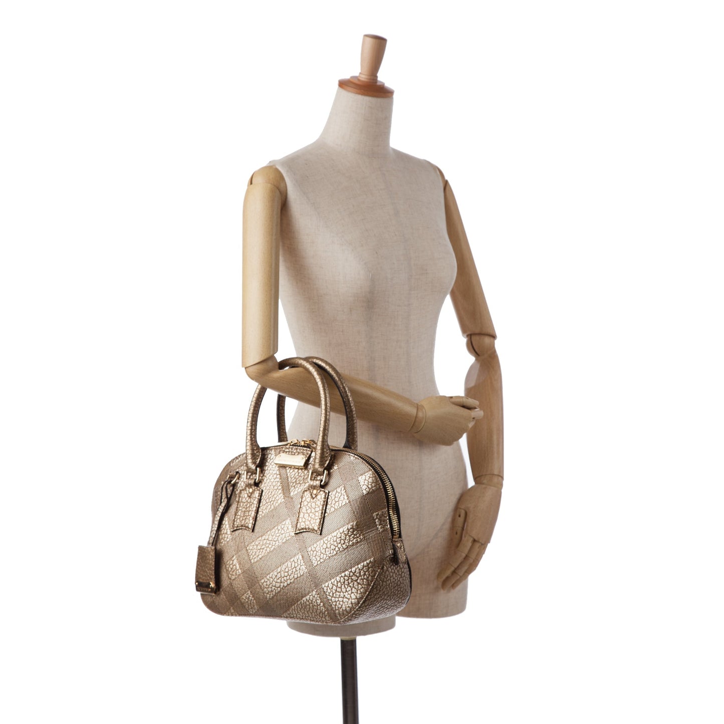 Burberry Embossed Leather Orchard Handle Bag Brown