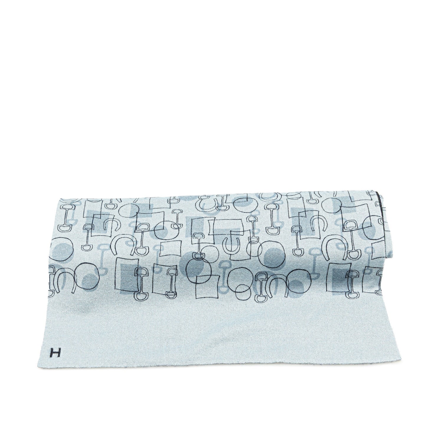 Hermès Printed Cashmere Silk Stole Scarf Blue