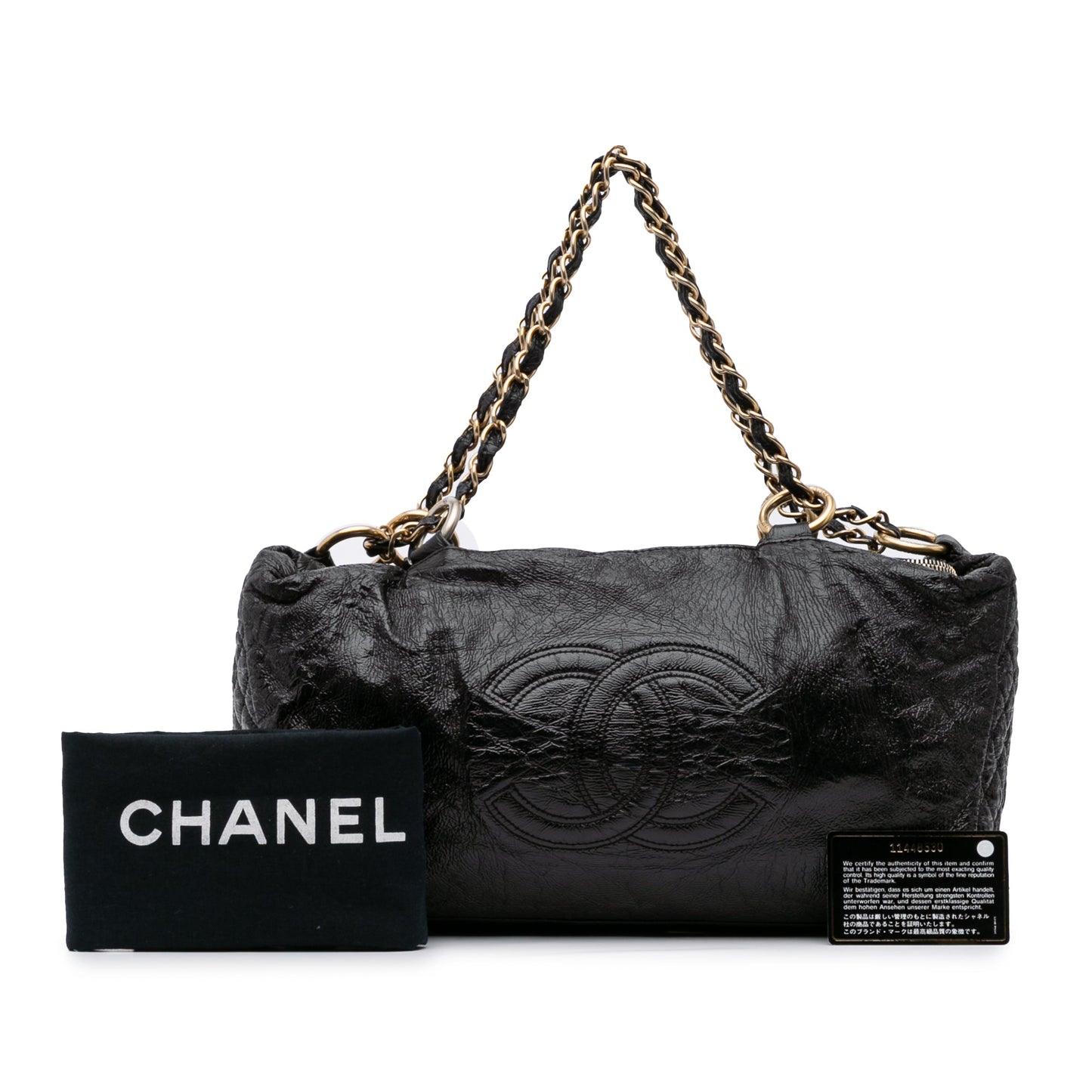 Chanel Medium Vinyl Rock and Chain Bowler Bag Black