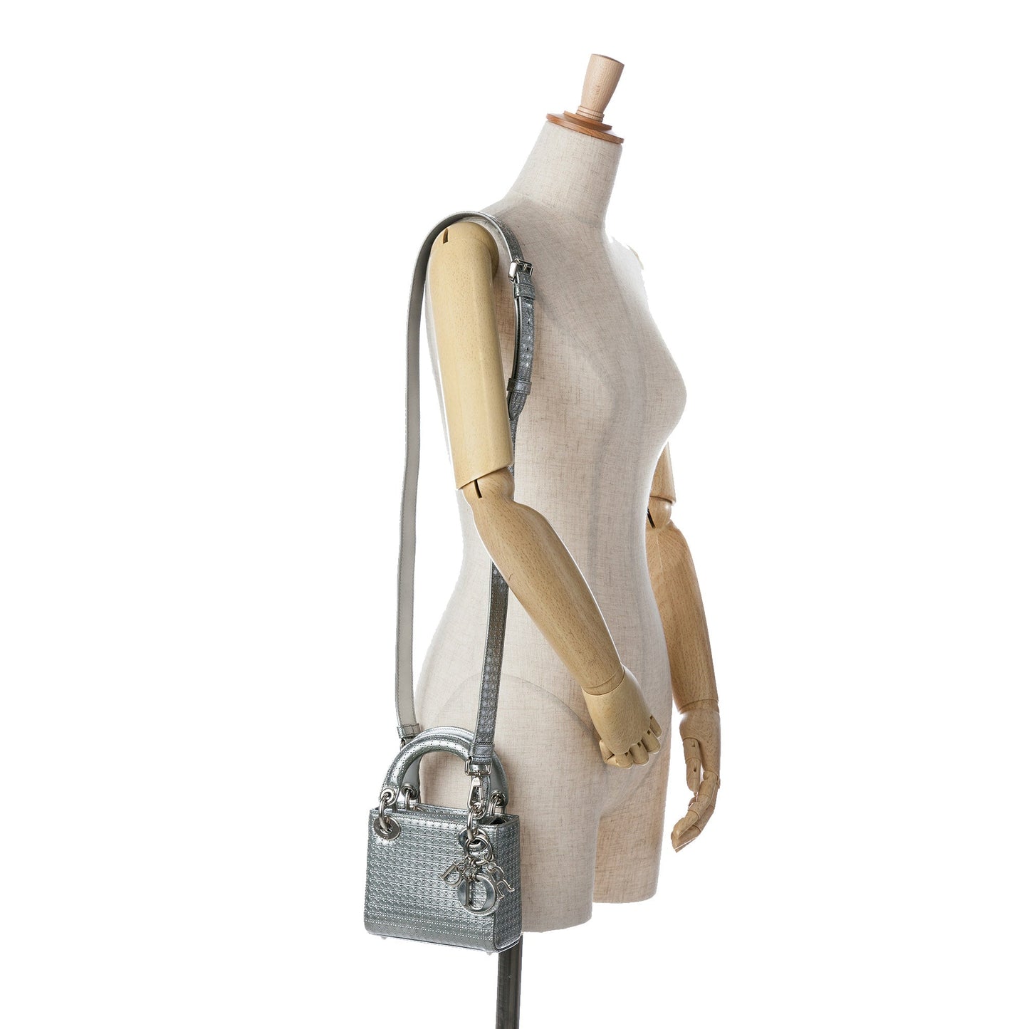 Dior Micro Calfskin Microcannage Lady Dior Silver