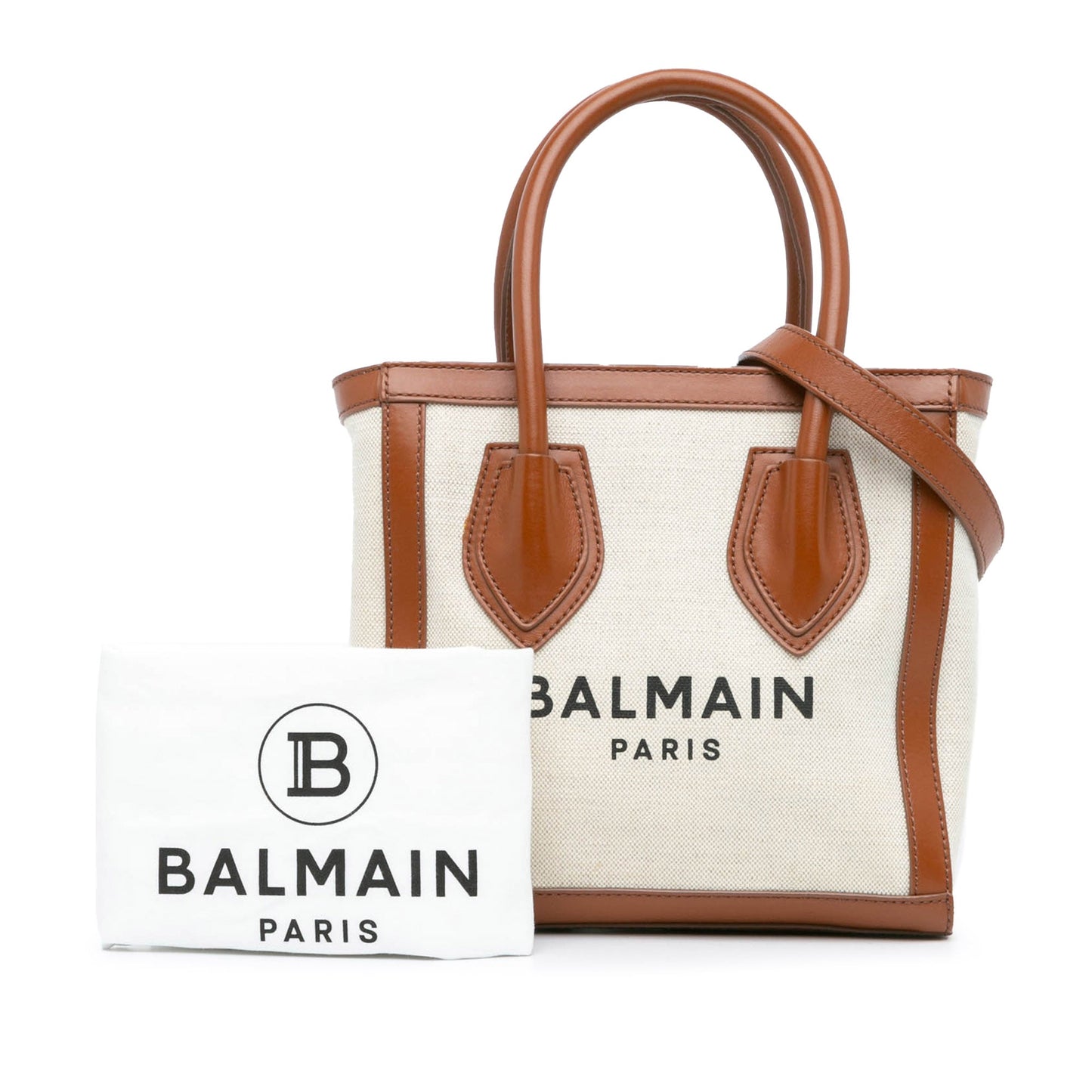 Balmain Canvas B-Army 24 Shopping Satchel Brown
