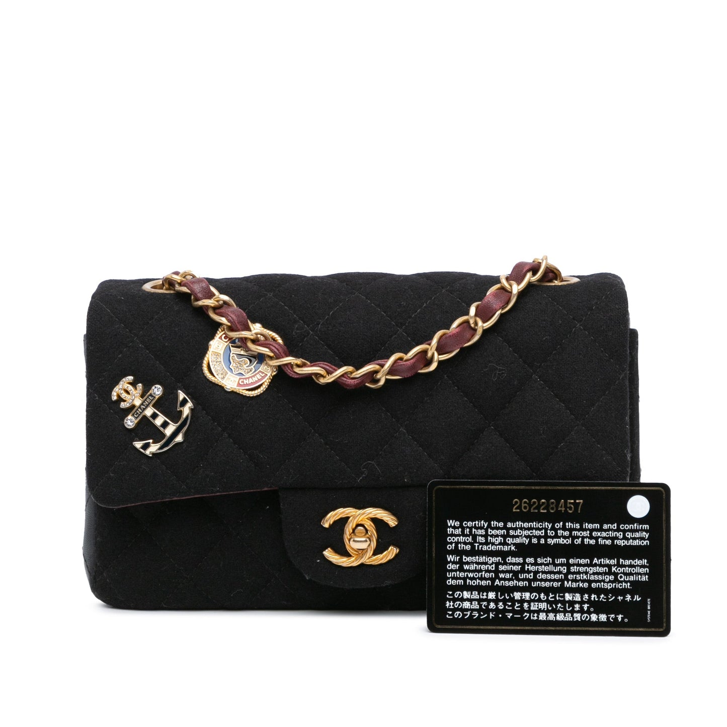 Chanel Mini Rectangular Felt Paris-Hamburg Charms Flap Black