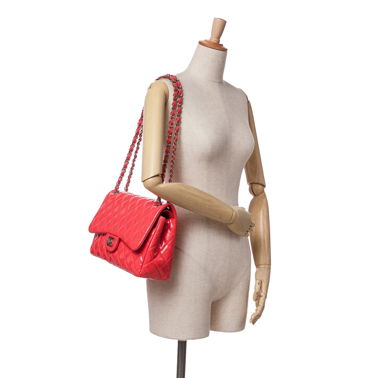 Chanel Jumbo Classic Patent Double Flap Red