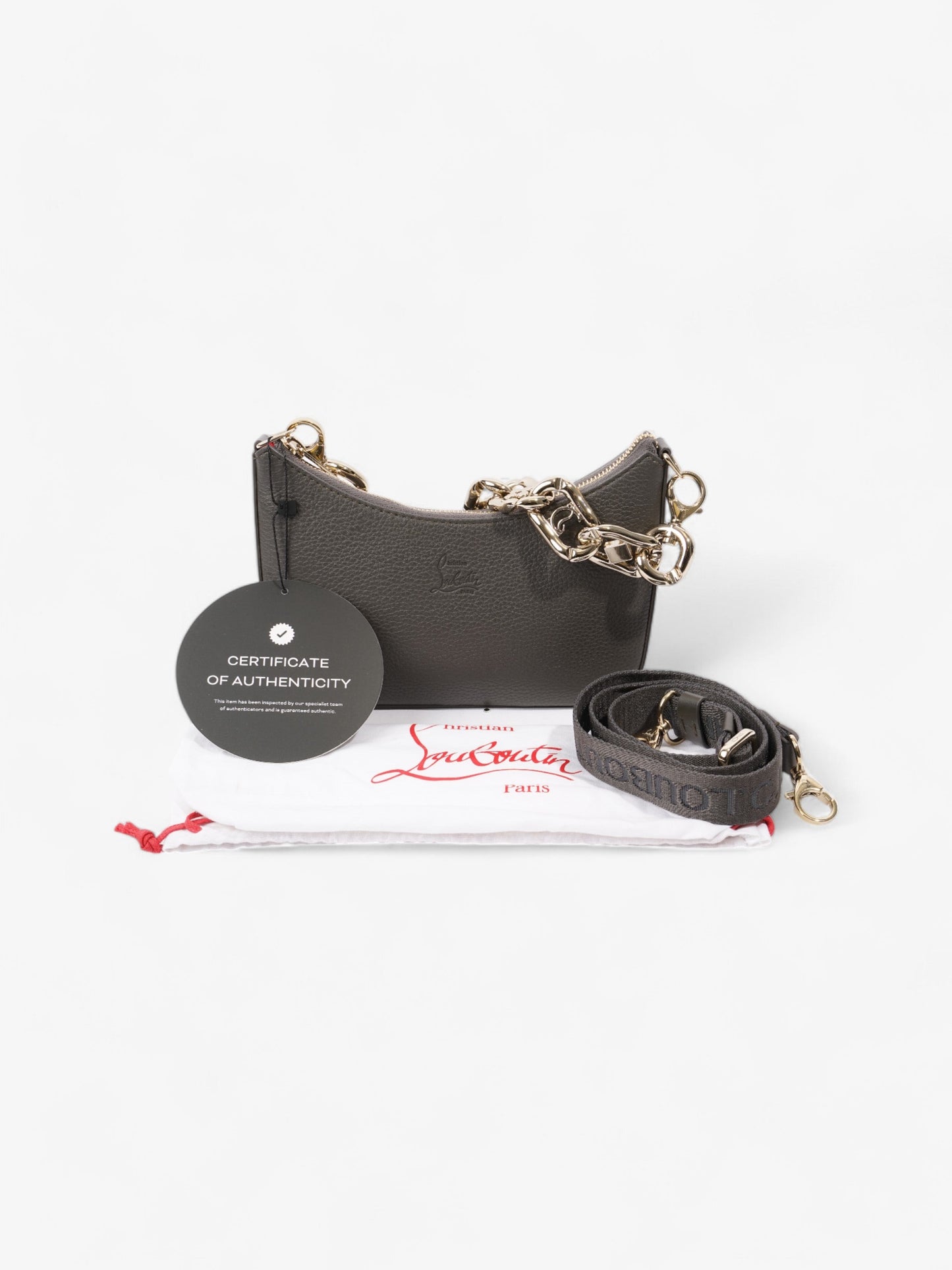 Christian Louboutin Loubila Chain Grey Grained Leather Mini