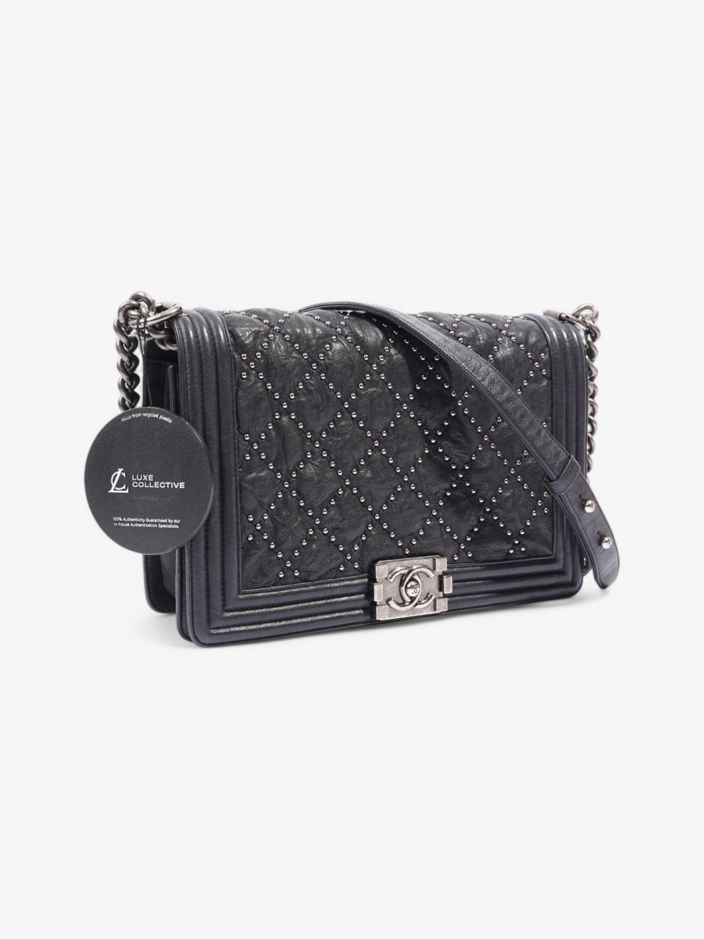 Chanel Boy Bag Navy Lambskin Leather New Medium