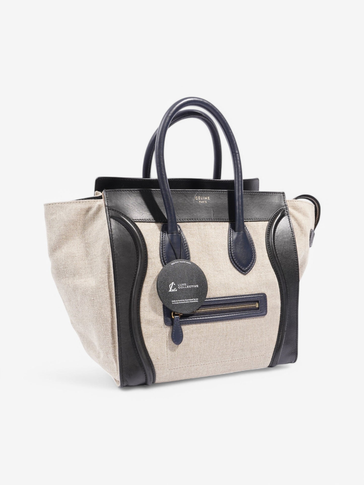Celine Luggage tote Beige / Black / Navy Canvas