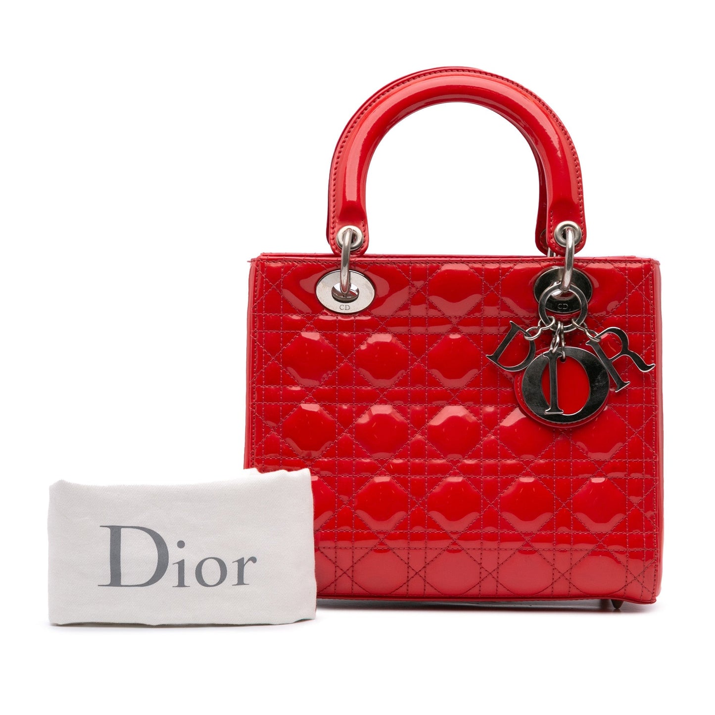 Dior Medium Patent Cannage Lady Dior Red