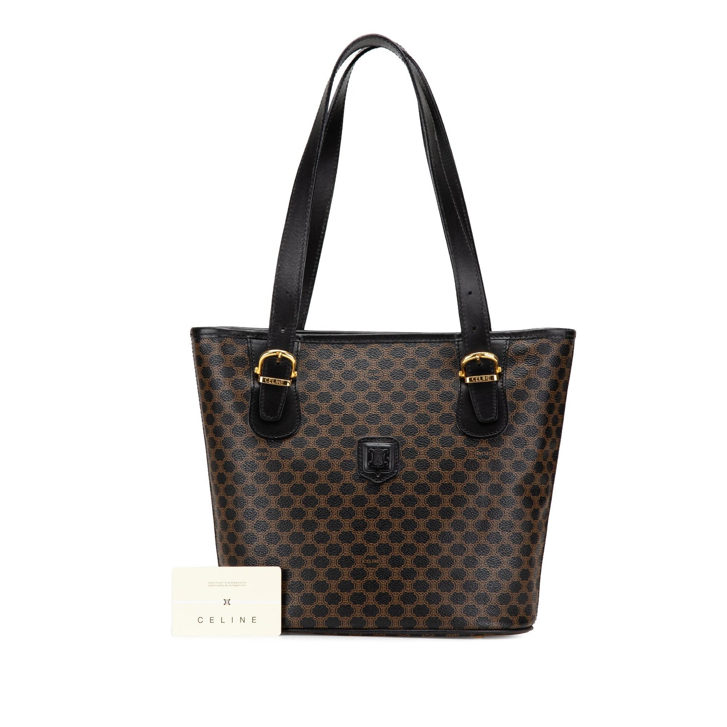 Celine Macadam Coated Canvas Tote Black
