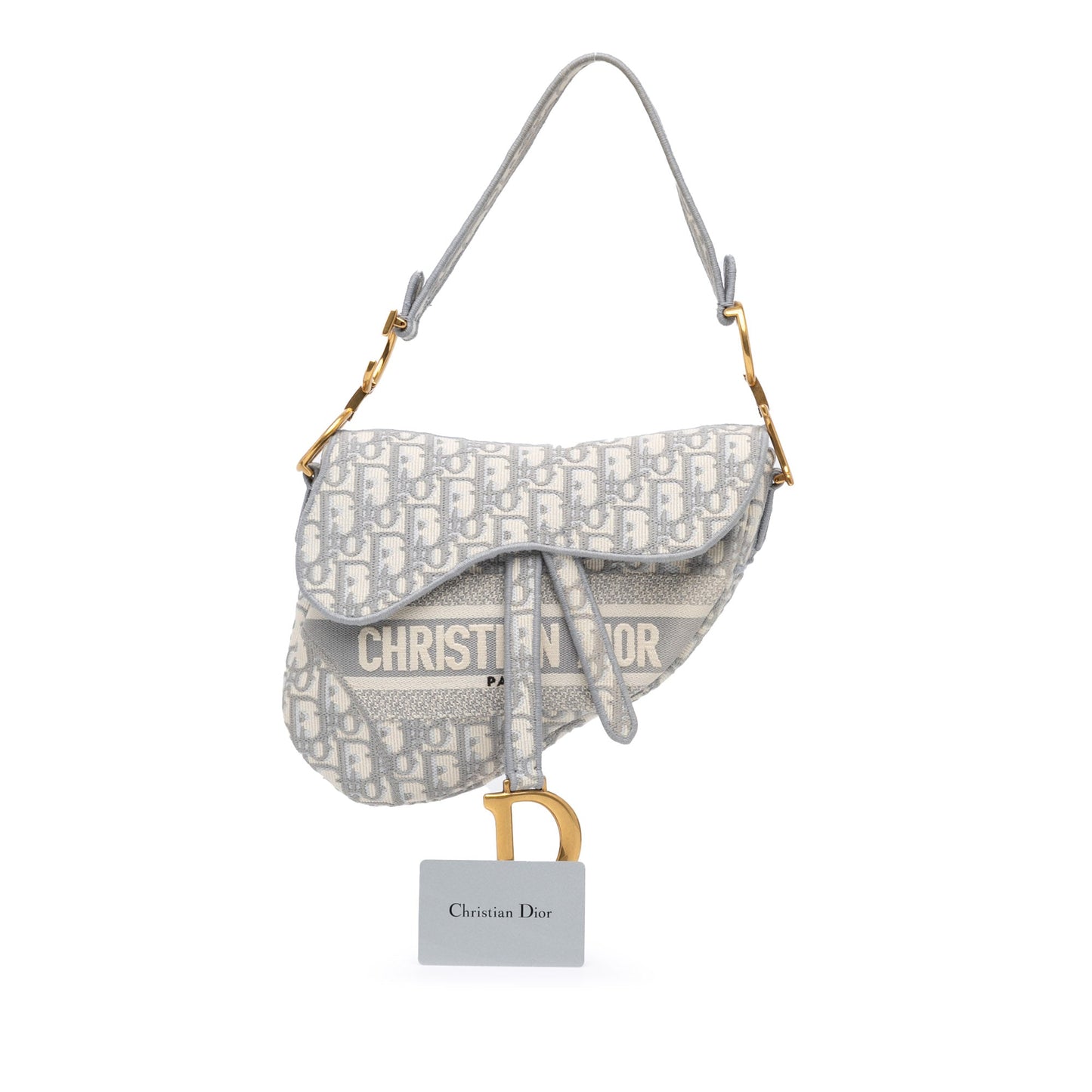Dior Oblique Embroidered Canvas Saddle Bag Gray