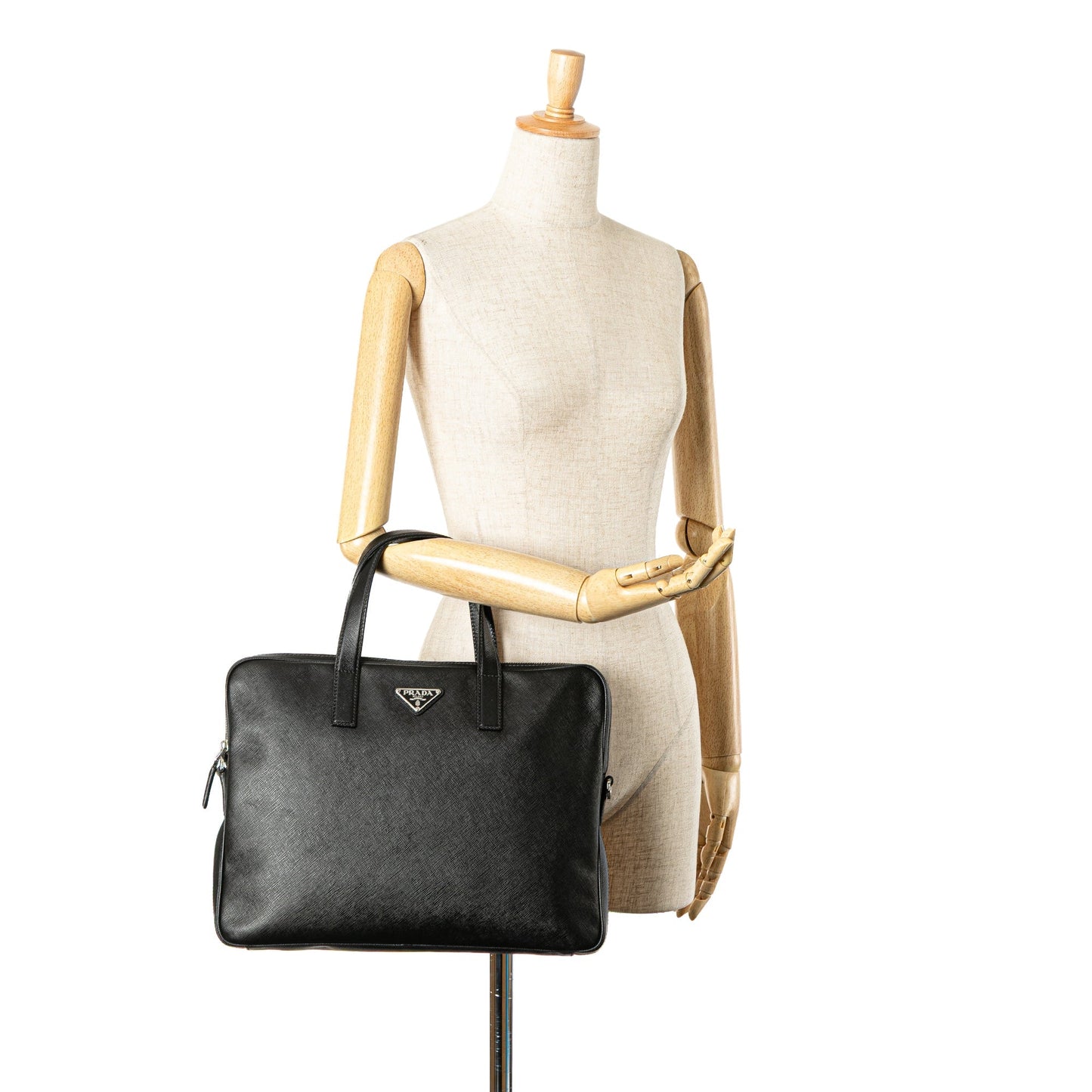 Prada Saffiano Zip Business Bag Black