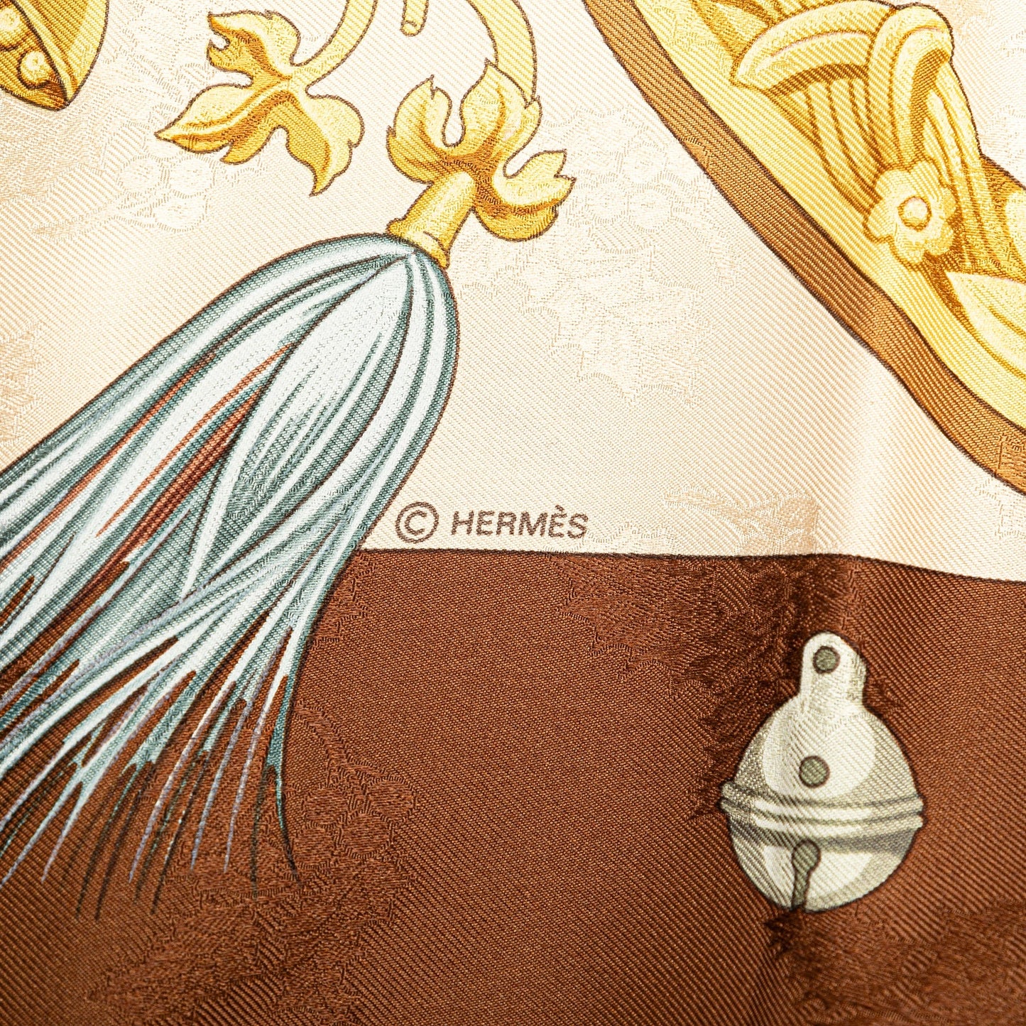 Sattars Plumes Et Grelots Silk Scarf Brown