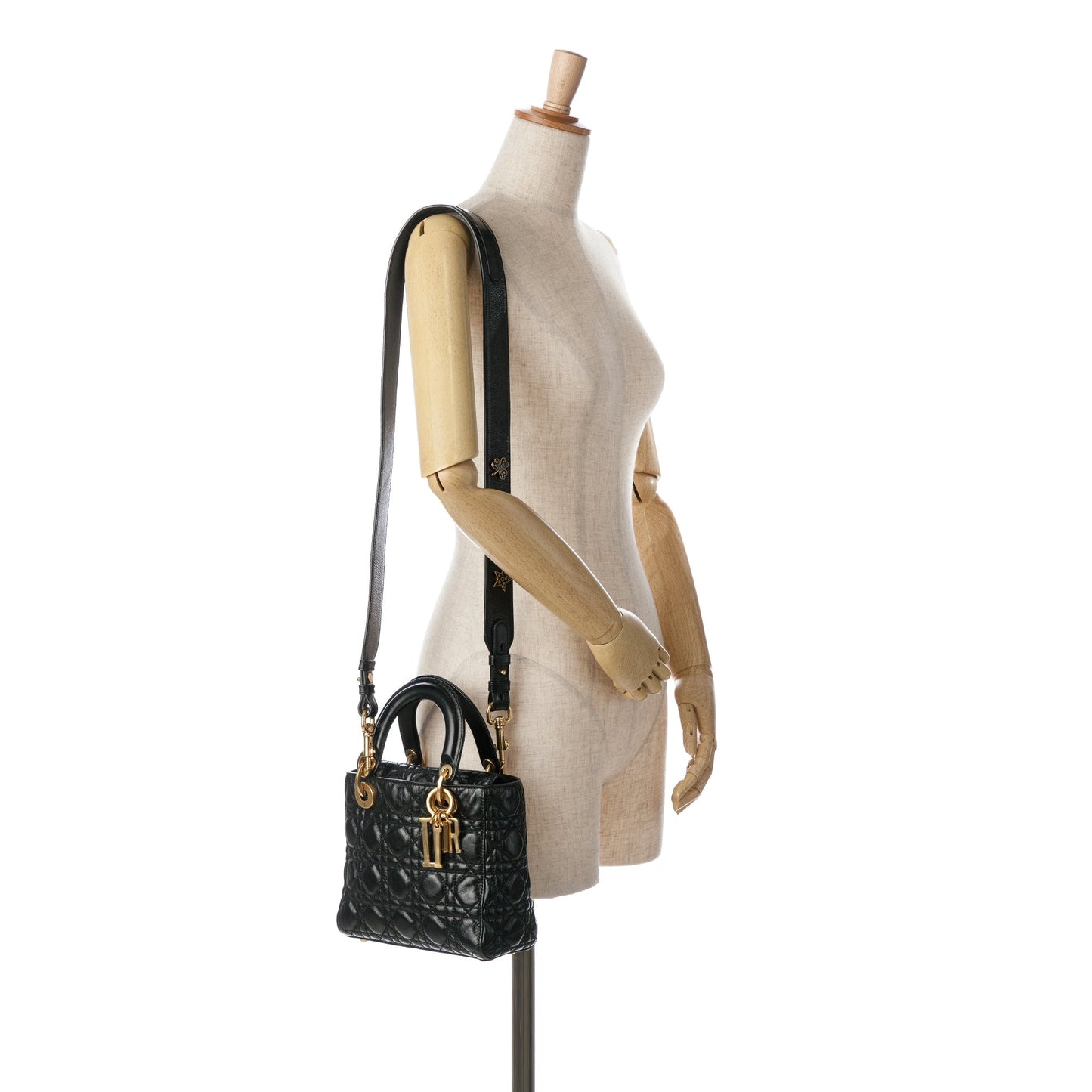 Dior Small Crinkled Patent Cannage Lucky Badges My Lady Dior Black