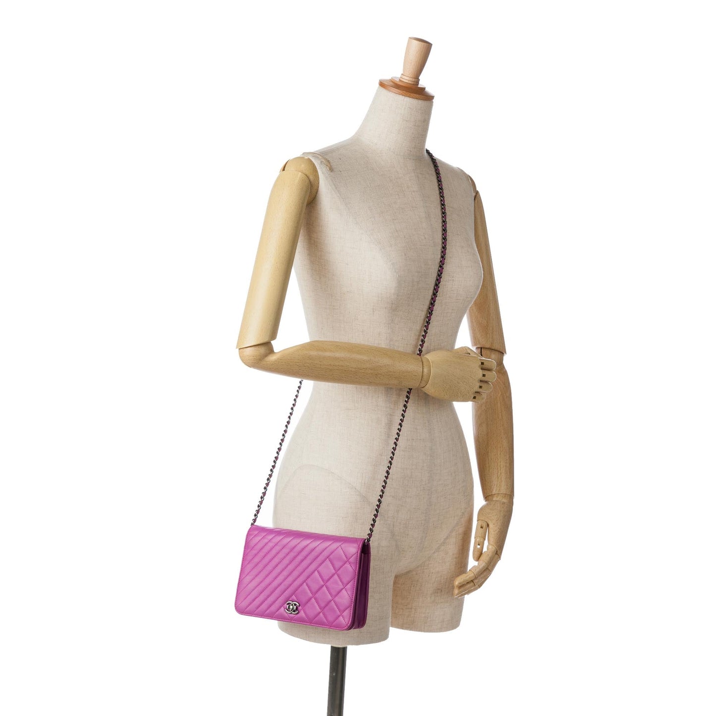 Chanel Lambskin Coco Boy Wallet On Chain Purple