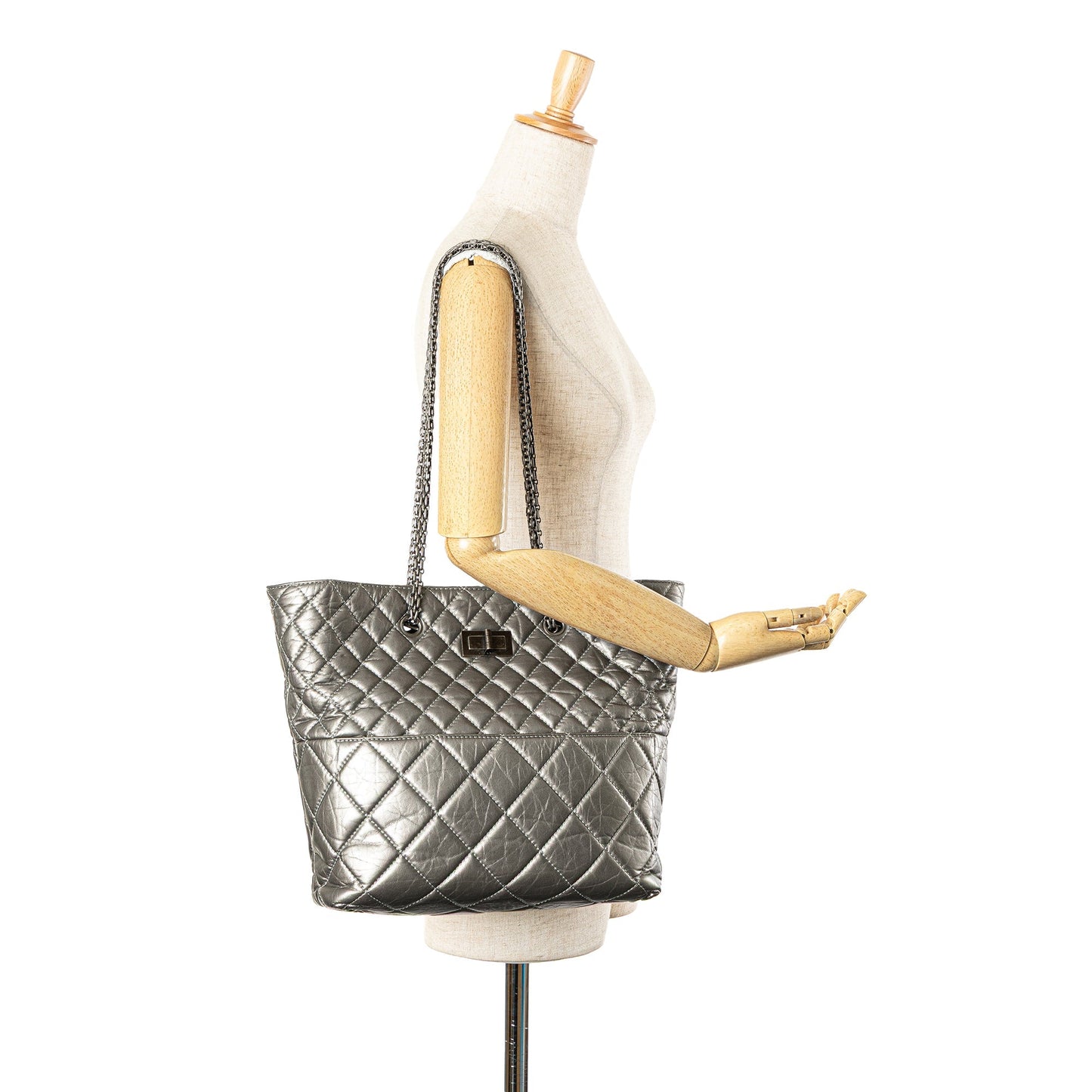 Chanel Reissue 2.55 Quilted Aged Calfskin Tote Silver