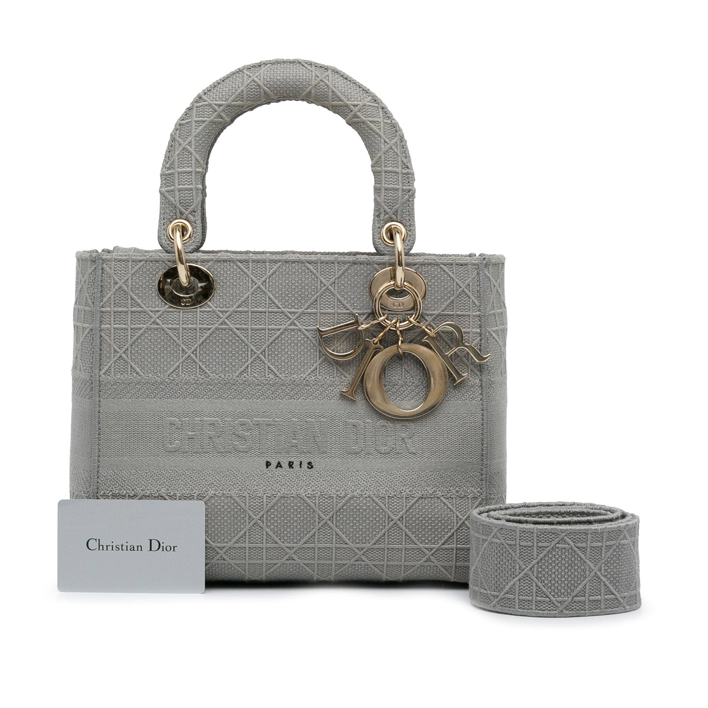 Dior Medium Canvas Cannage Lady D Lite Gray