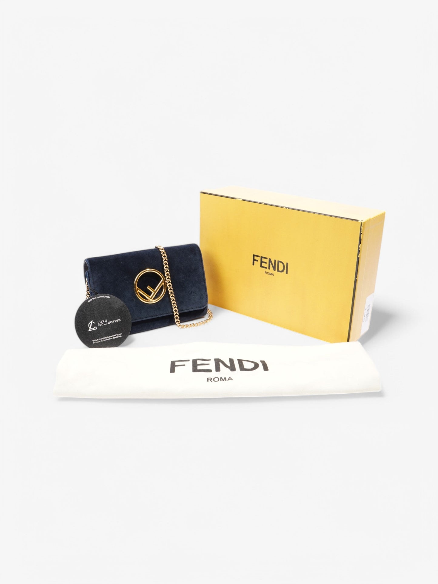 Fendi Fendi Kan I Logo Mini Clutch Midnight Blue Velvet