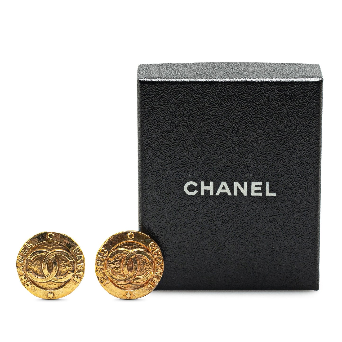 Chanel Gold Plated CC Round Clip On Earrings Gold