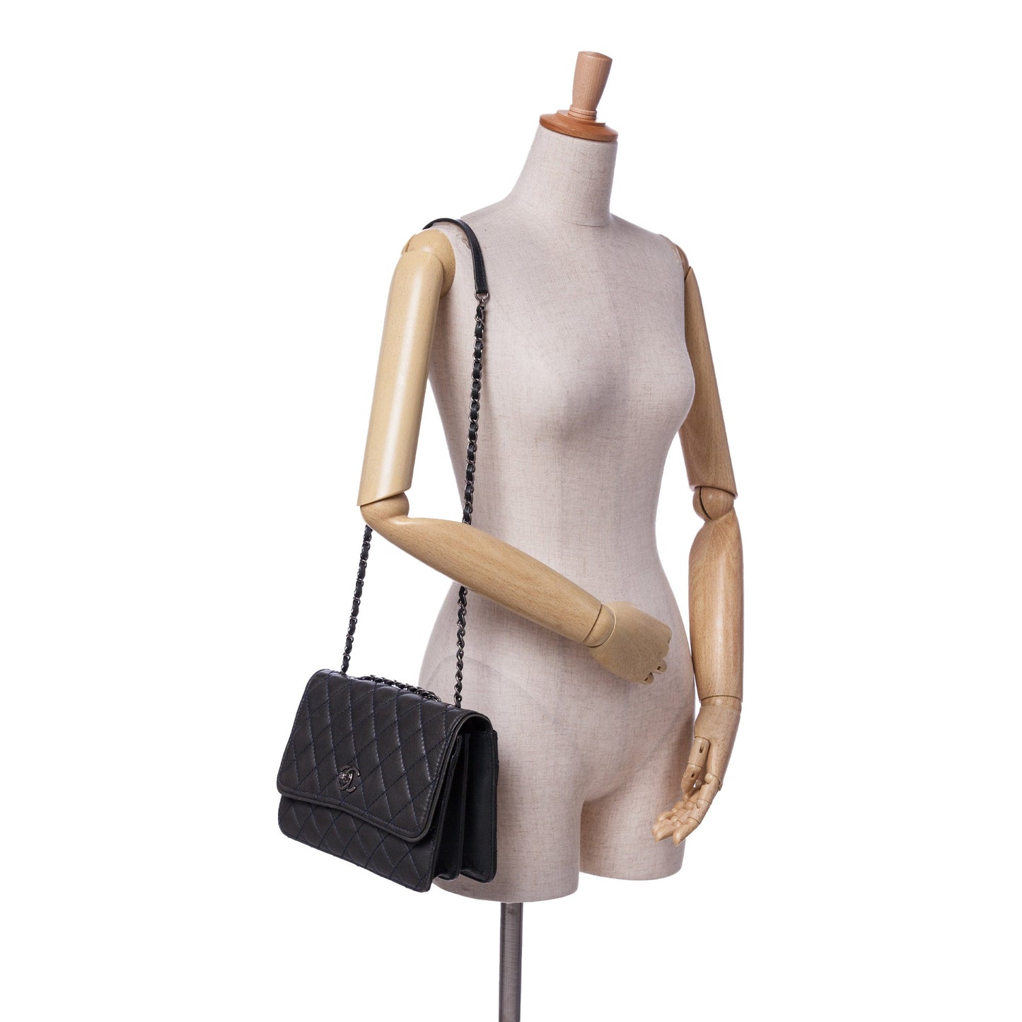 Chanel CC Quilted Caviar Single Flap Black