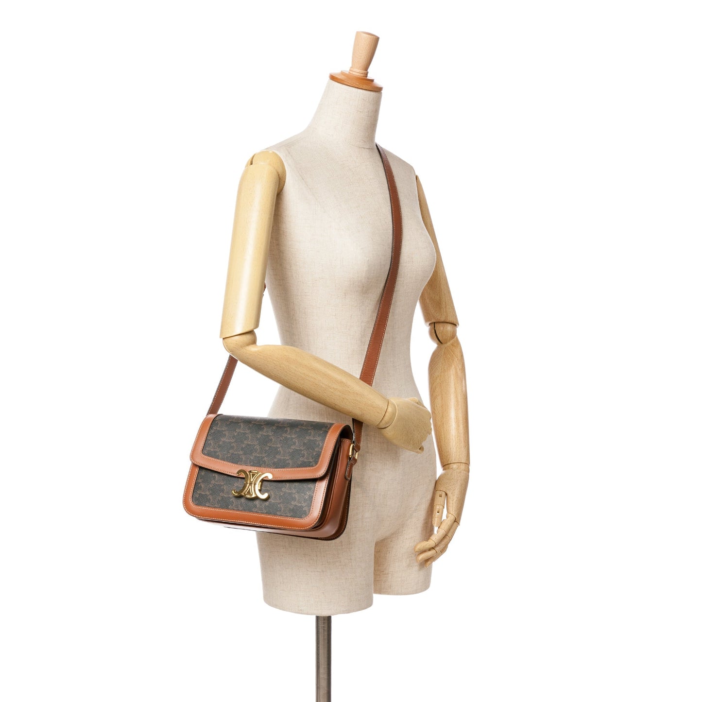 Celine Classique Coated Canvas Triomphe Crossbody Brown