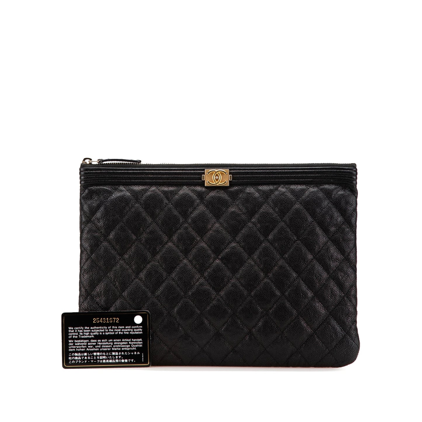 Chanel Medium Quilted Caviar Boy O Case Clutch Black