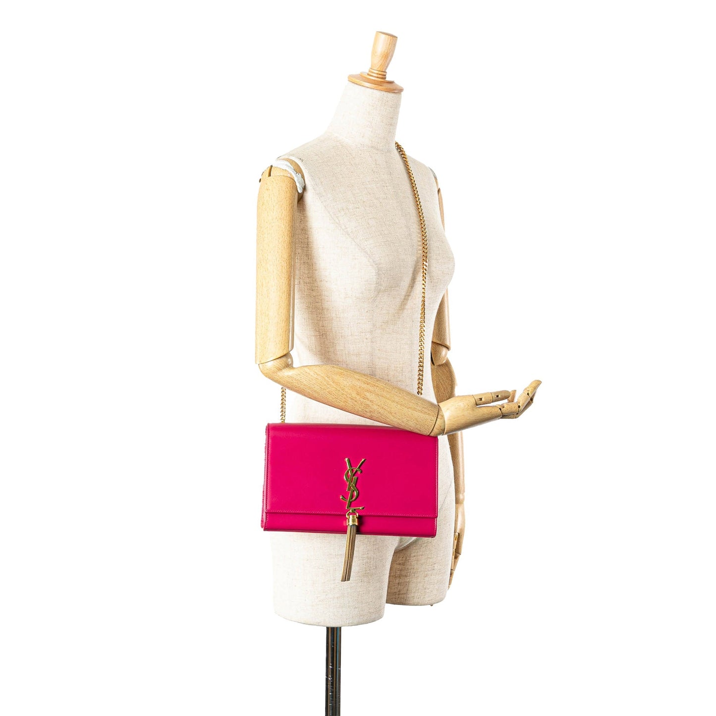 Saint Laurent Medium Smooth Calfskin Classic Monogram Kate Tassel Crossbody Pink
