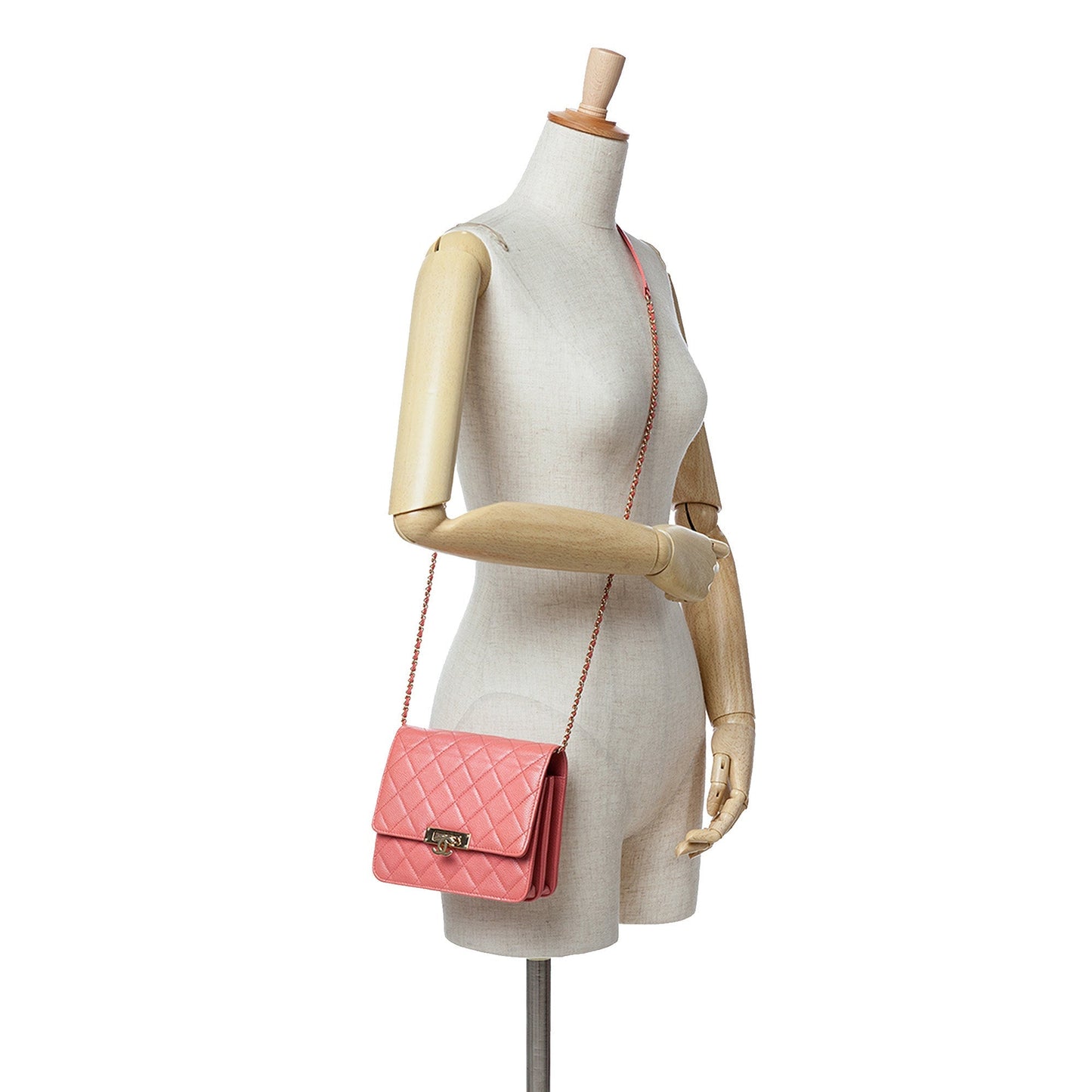 Chanel Quilted Caviar Golden Class Wallet On Chain Pink