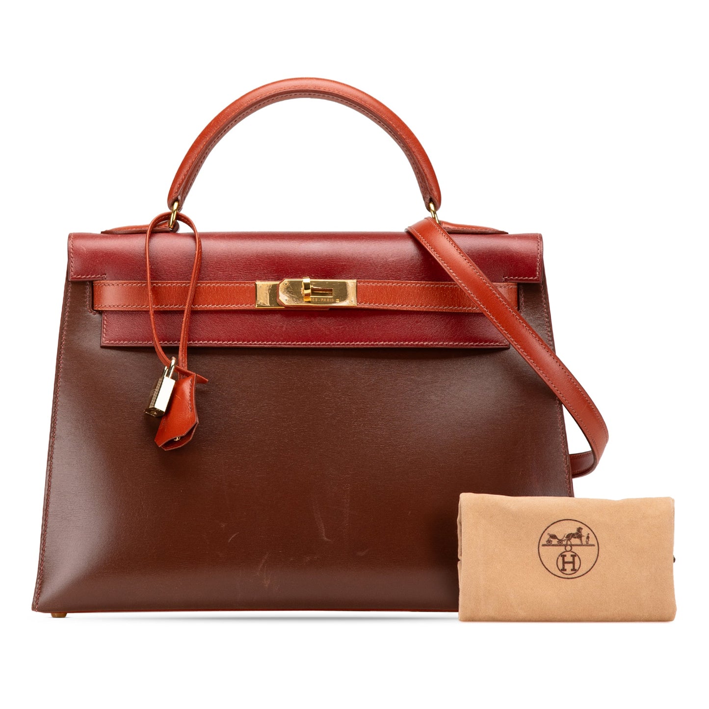 Hermès Tricolor Box Calf Kelly Sellier 32 Brown