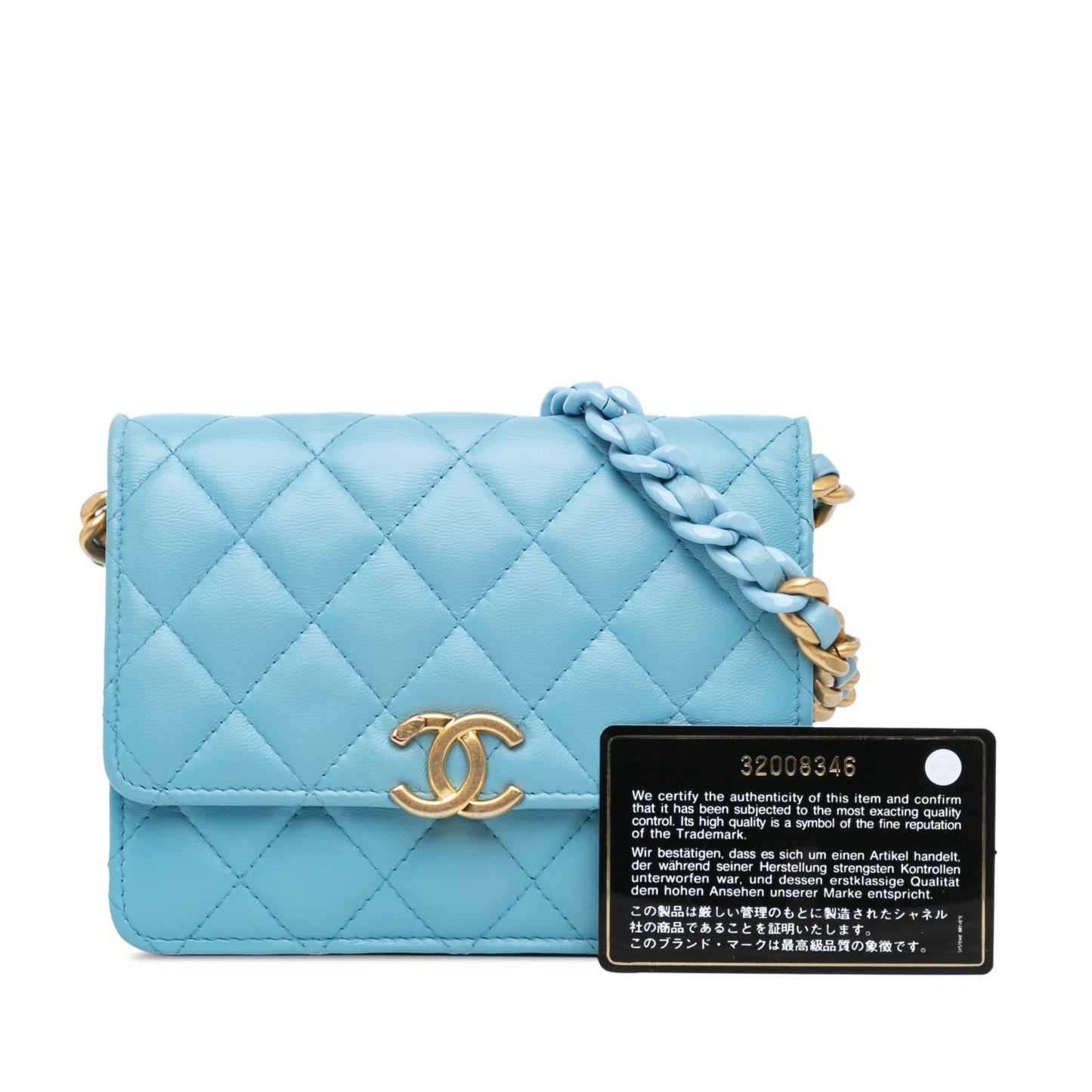 Chanel Quilted Lambskin Candy Chain Wallet Blue