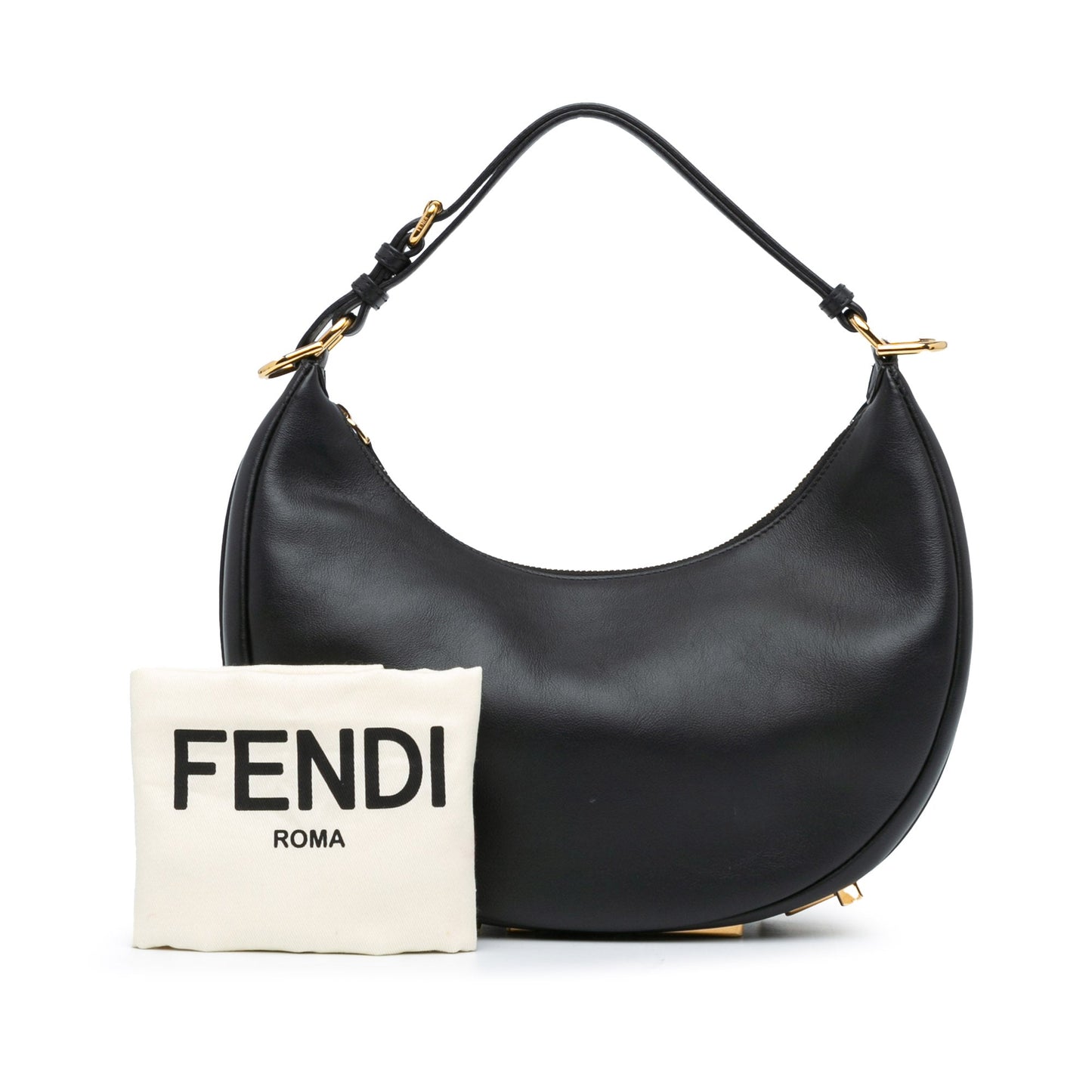 Fendi Medium Leather Fendigraphy Hobo Black