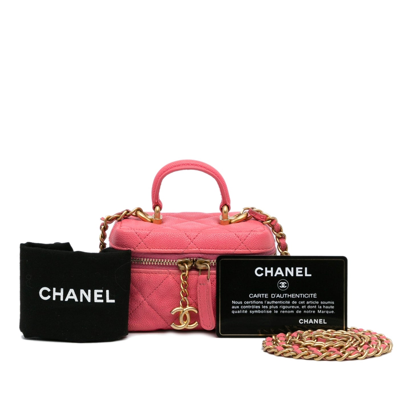 Chanel Micro Caviar Chain Vanity Bag Pink
