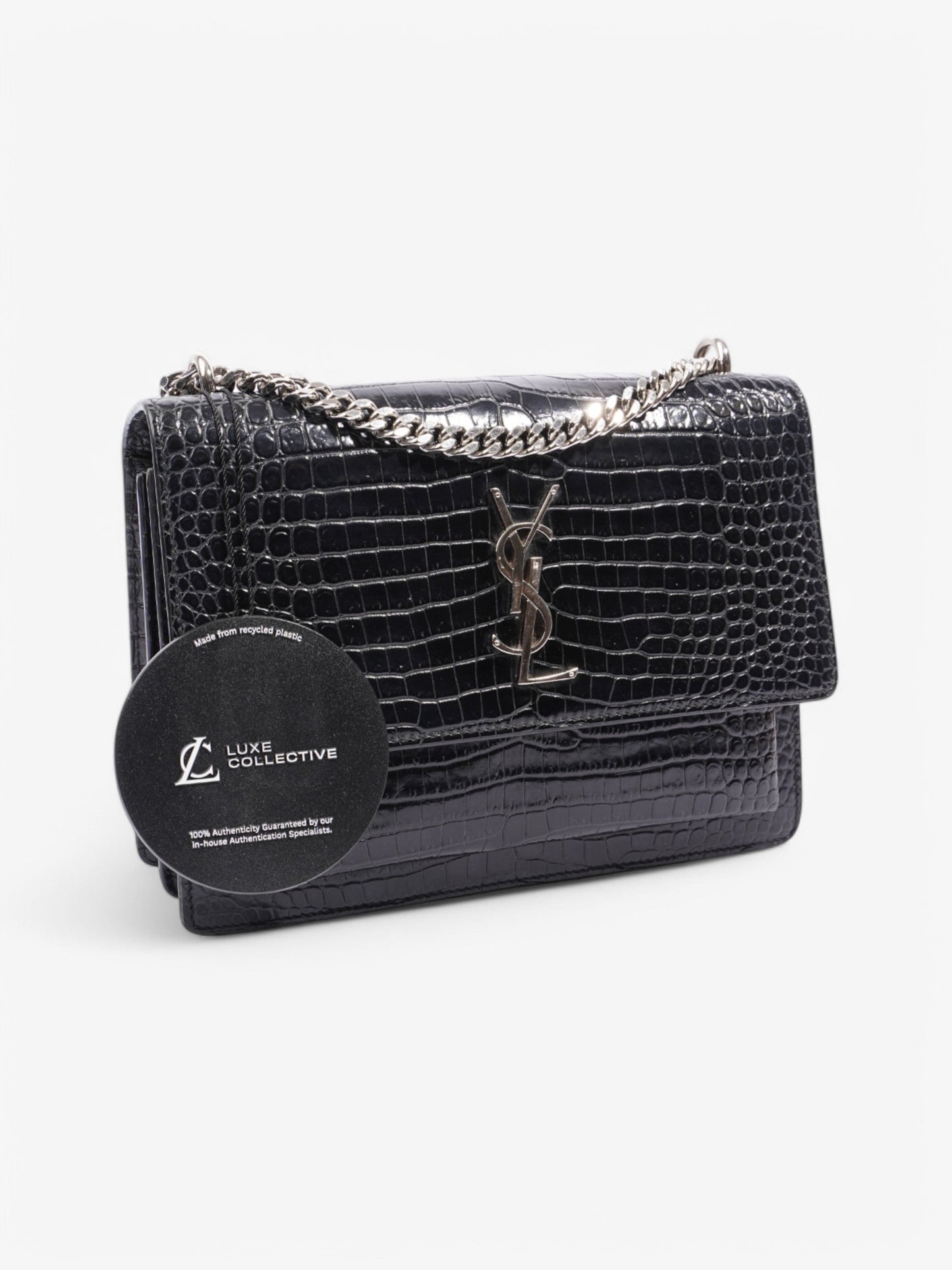 Saint Laurent Sunset Black Embossed Leather Medium