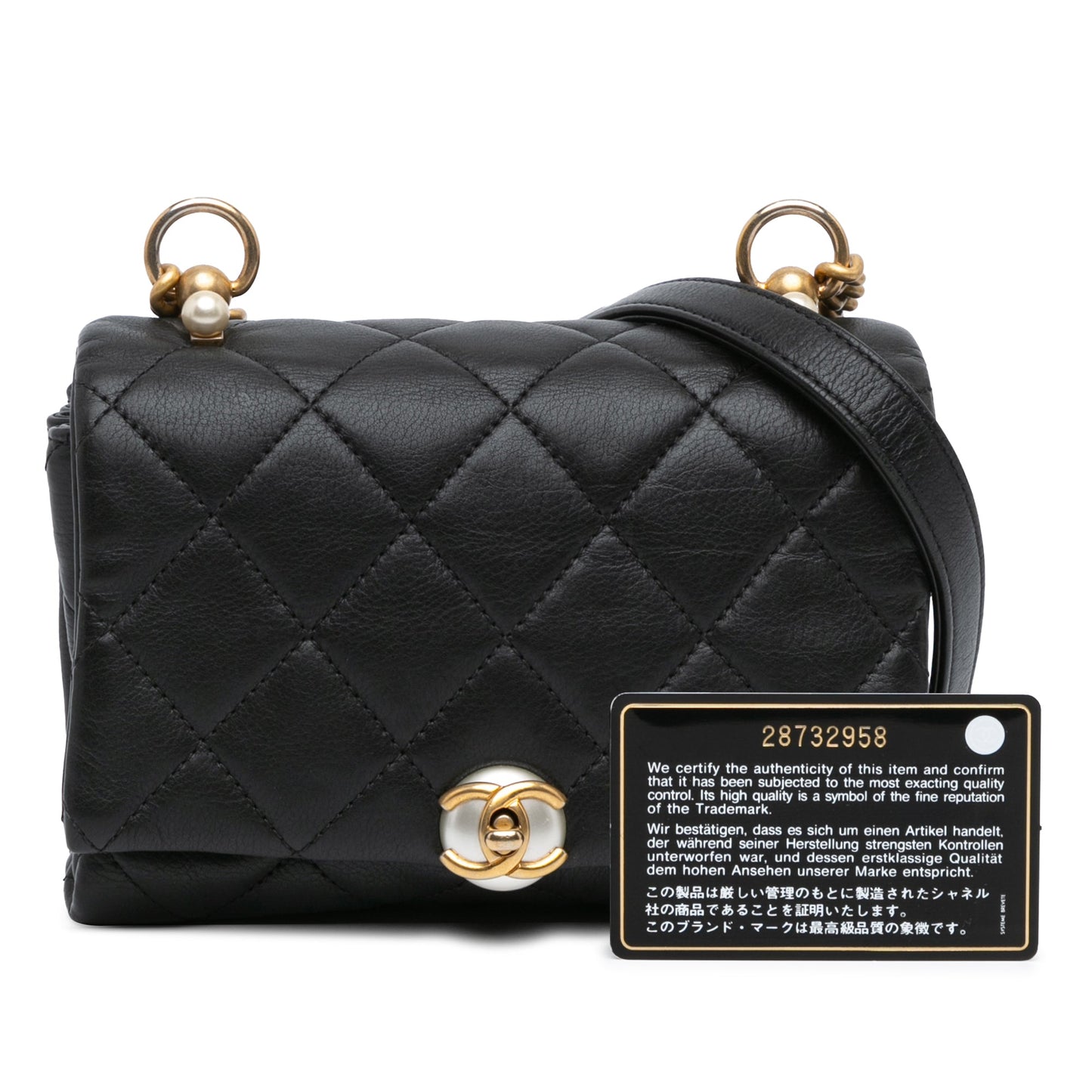 Chanel Mini Quilted Calfskin Pearl CC Accordion Flap Black