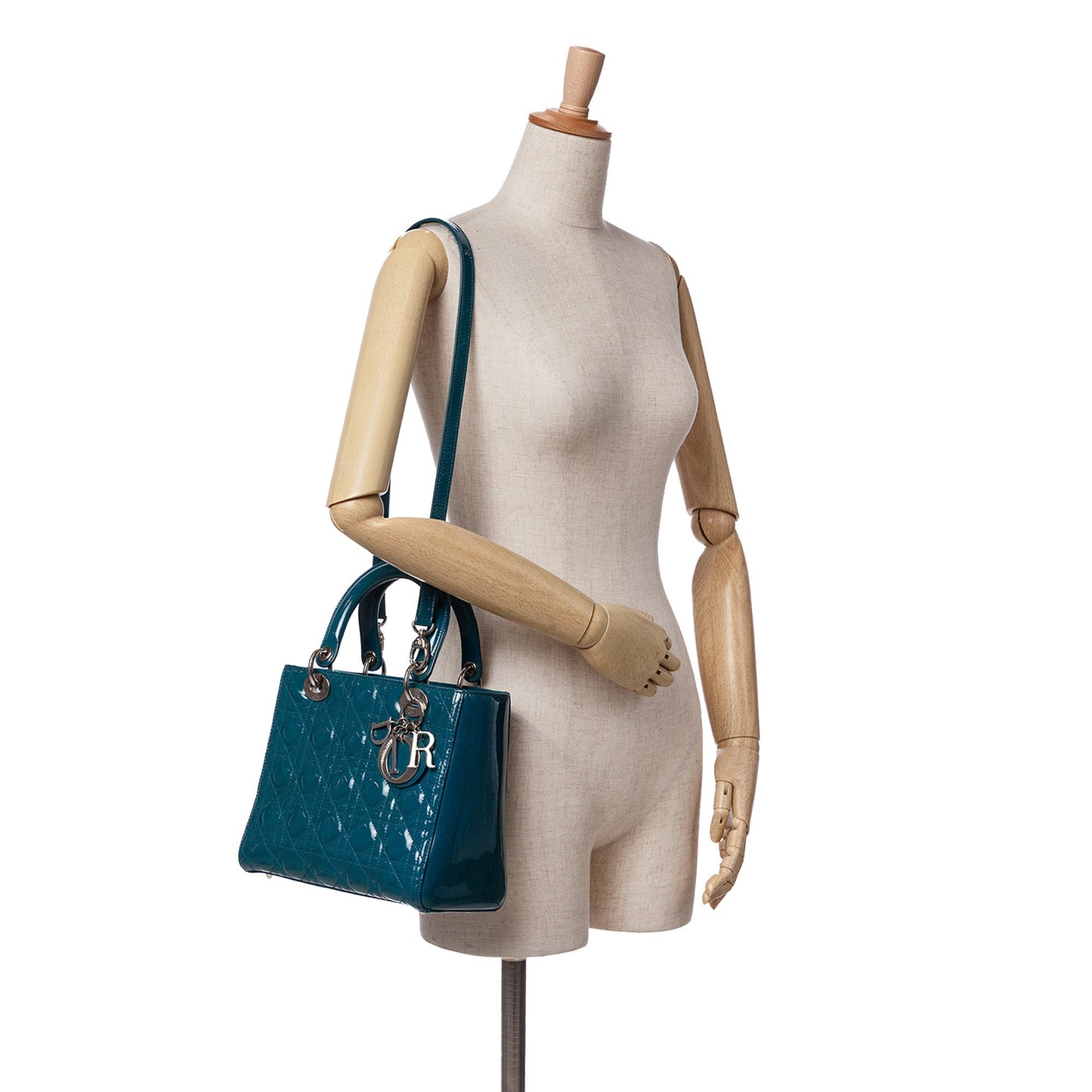 Dior Medium Patent Cannage Lady Dior Blue