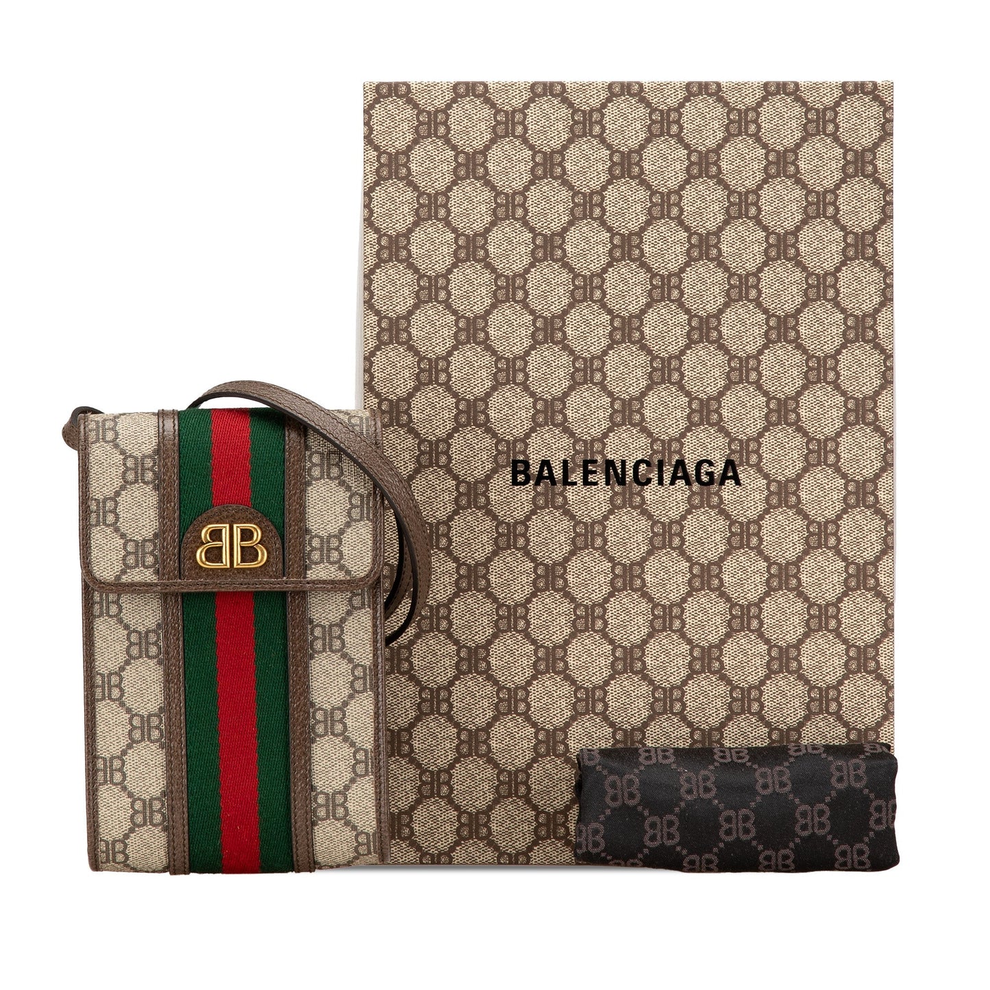 Gucci Hacker Project Balenciaga BB Supreme Ophidia Phone Case Crossbody Brown