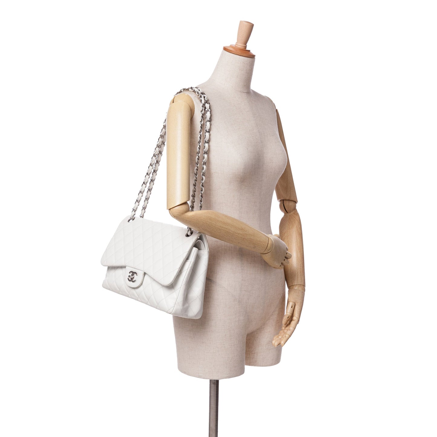 Chanel Jumbo Classic Caviar Double Flap White