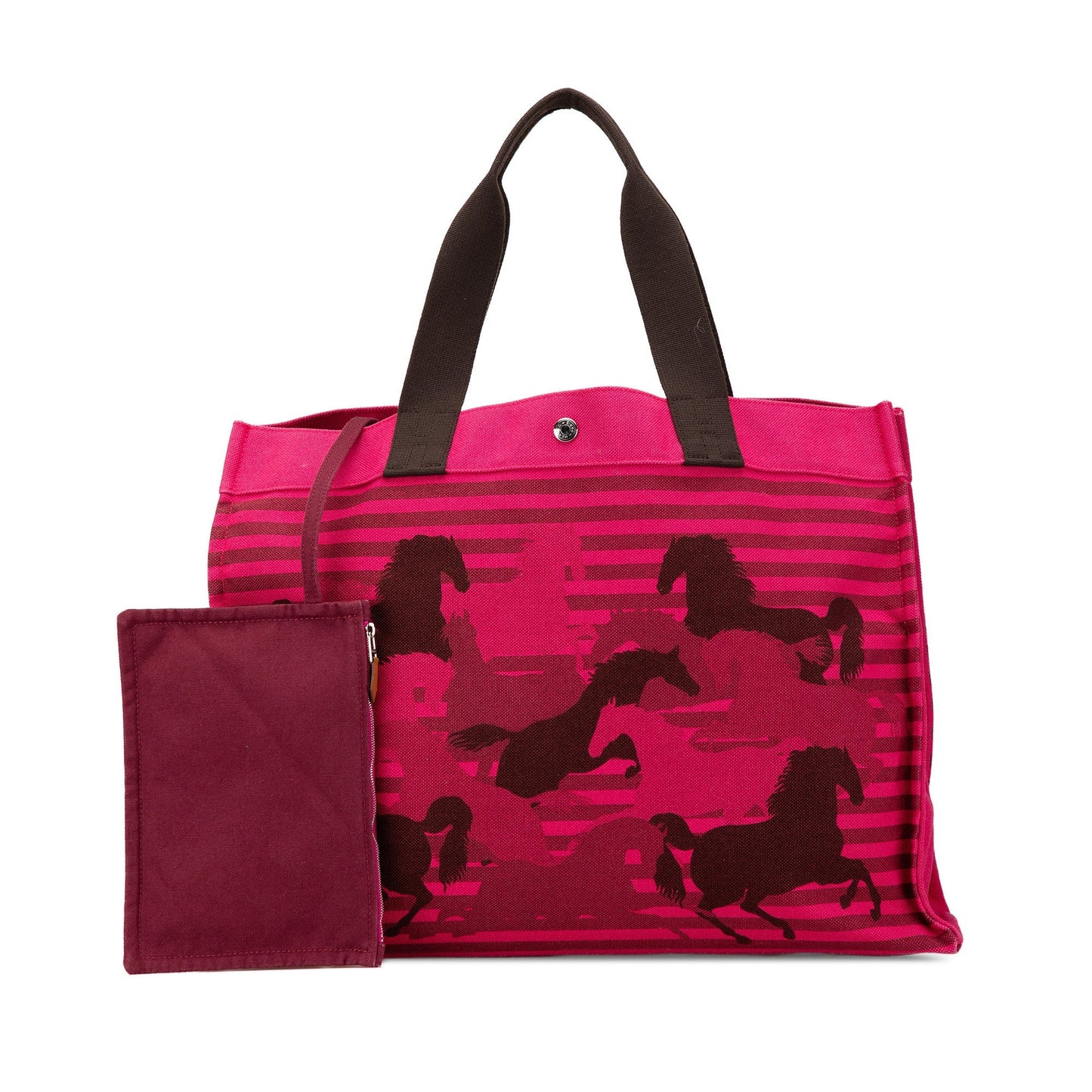 Hermès Toile Chevaux En Camouflage Beach Tote Pink